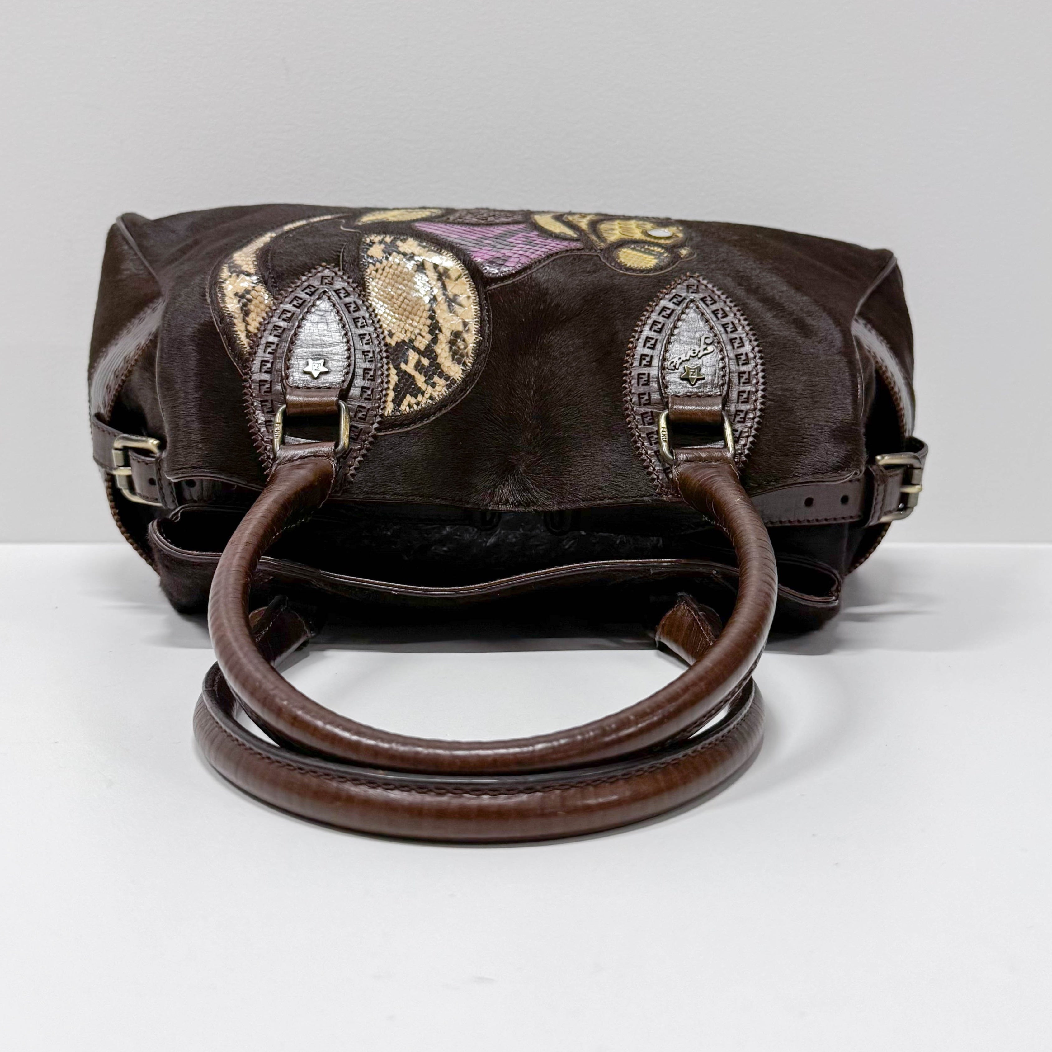 Limited Edition Squirrel Print Brown Pony Hair Shoulder Bag