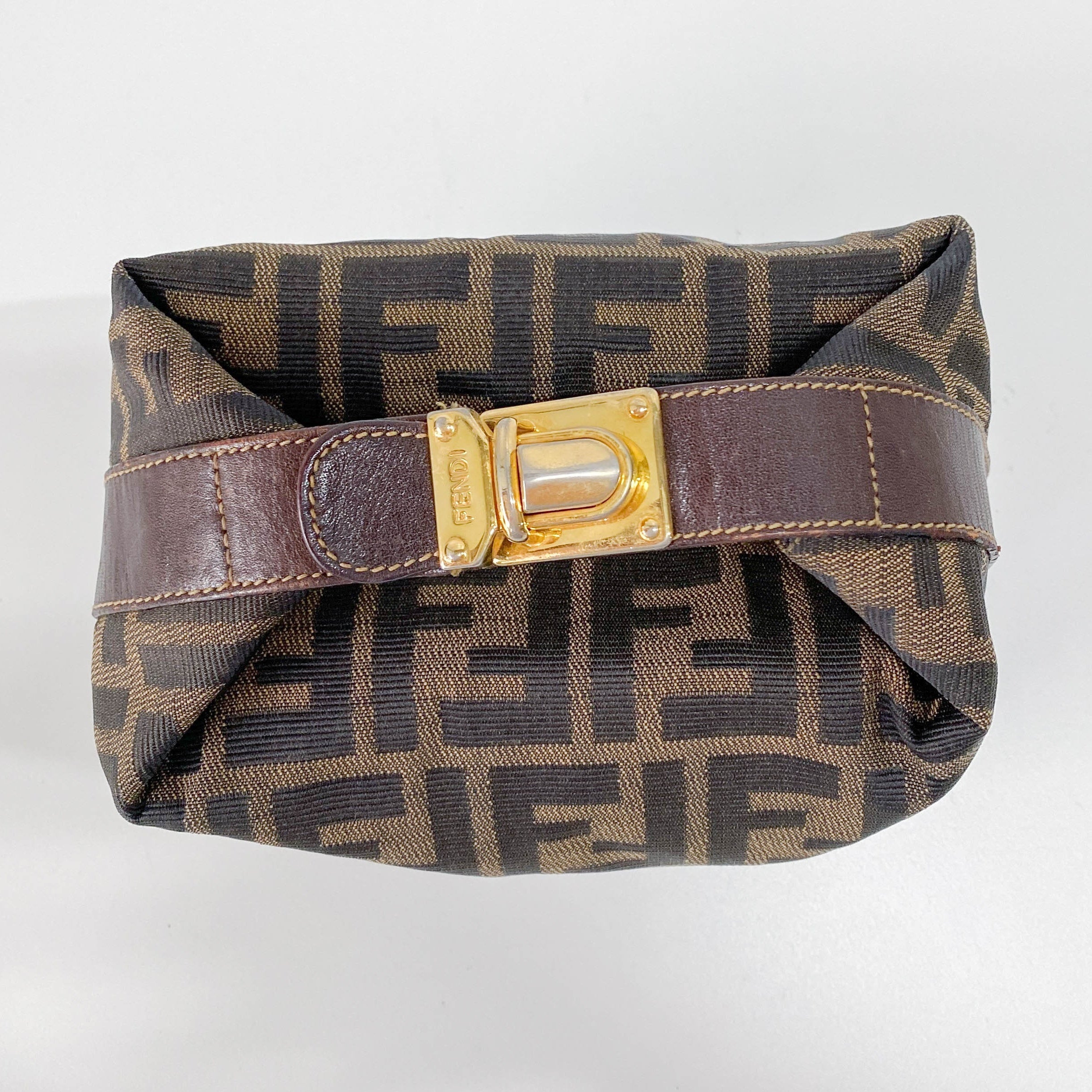 Zucca Brown Canvas Vanity Pouch