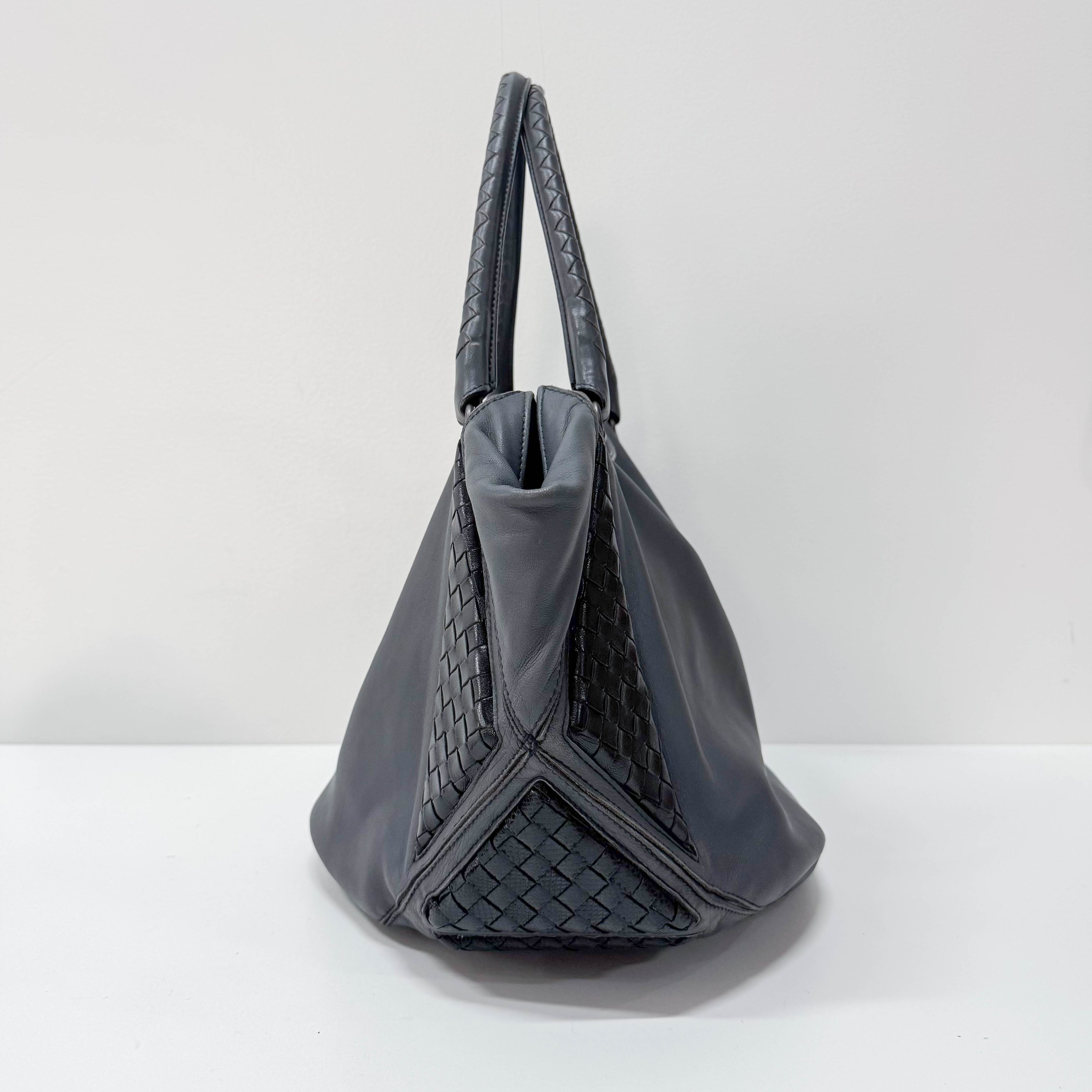 Vintage Grey Leather Two Way Bag