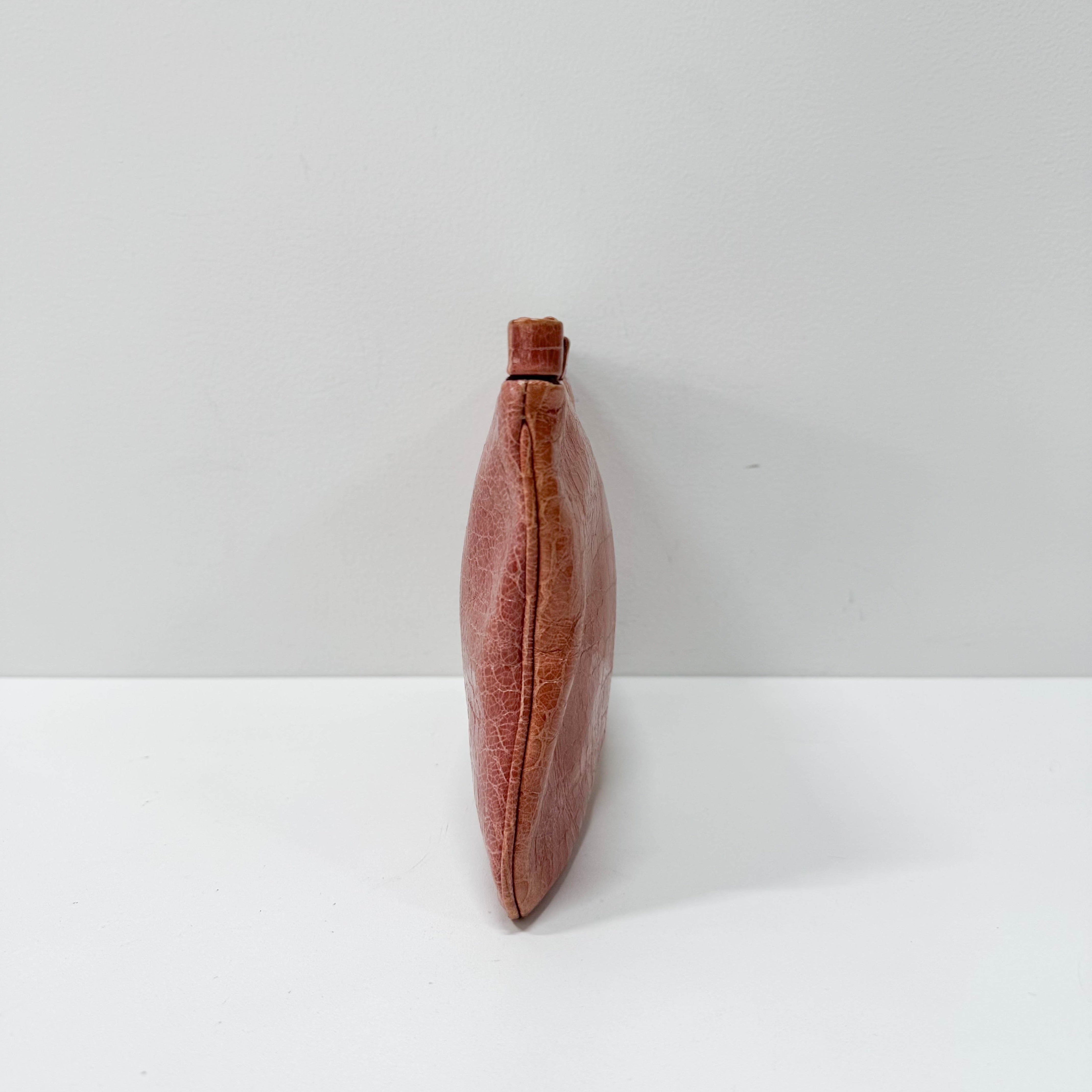 Vintage Pink Croc Embossed Leather Hand Bag