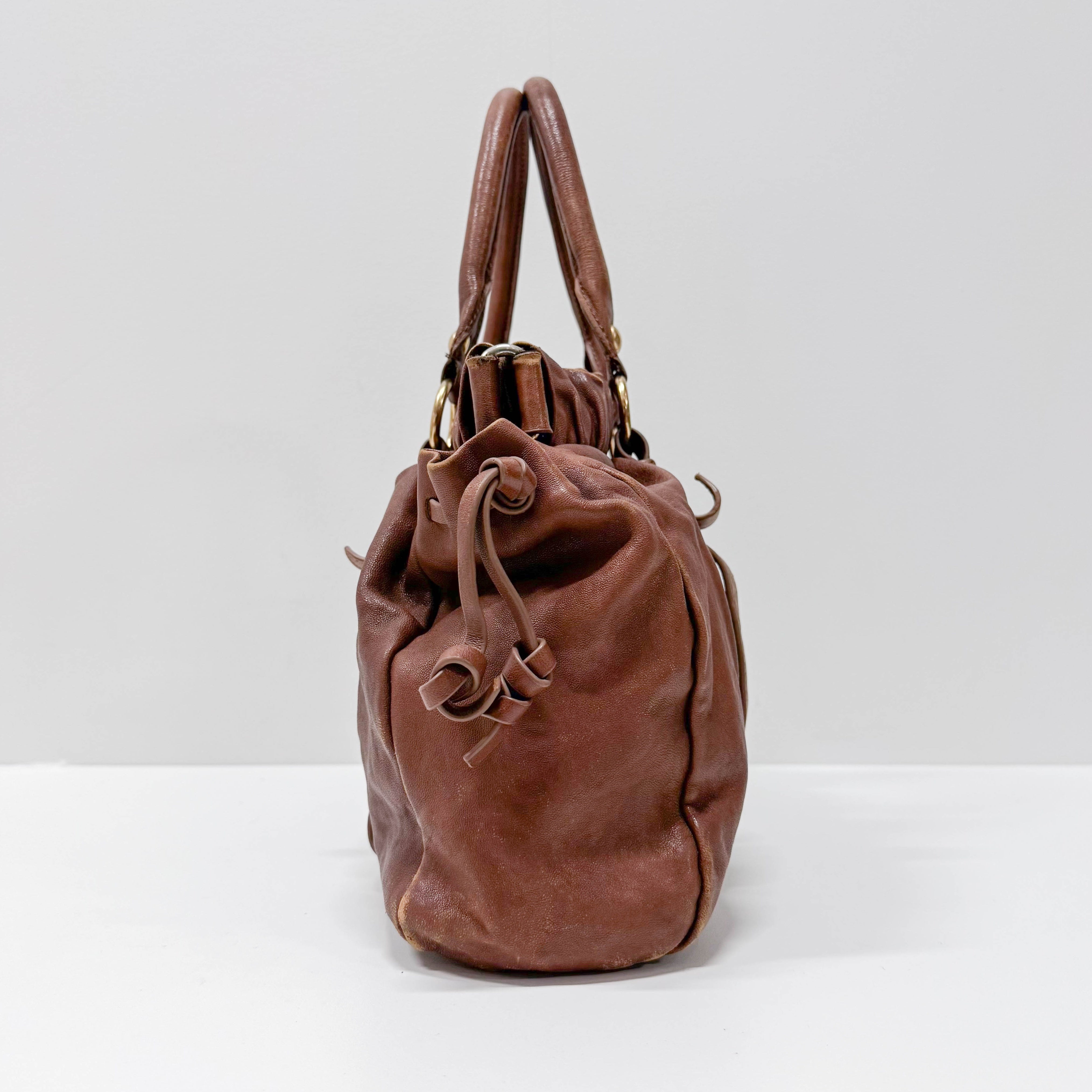 Vittelo Brown Leather Hand Bag