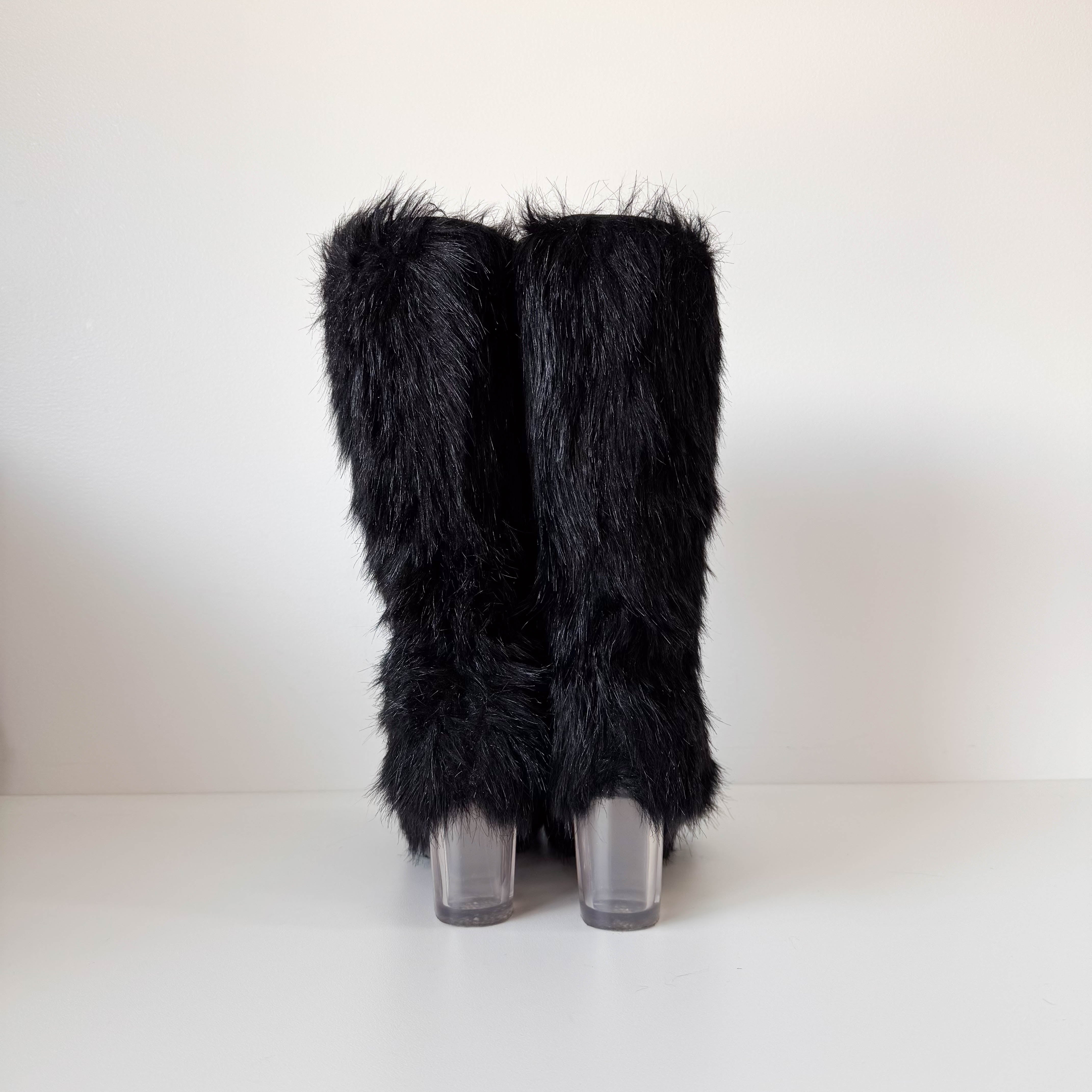 Size 37 1/2 Black Fur Boots