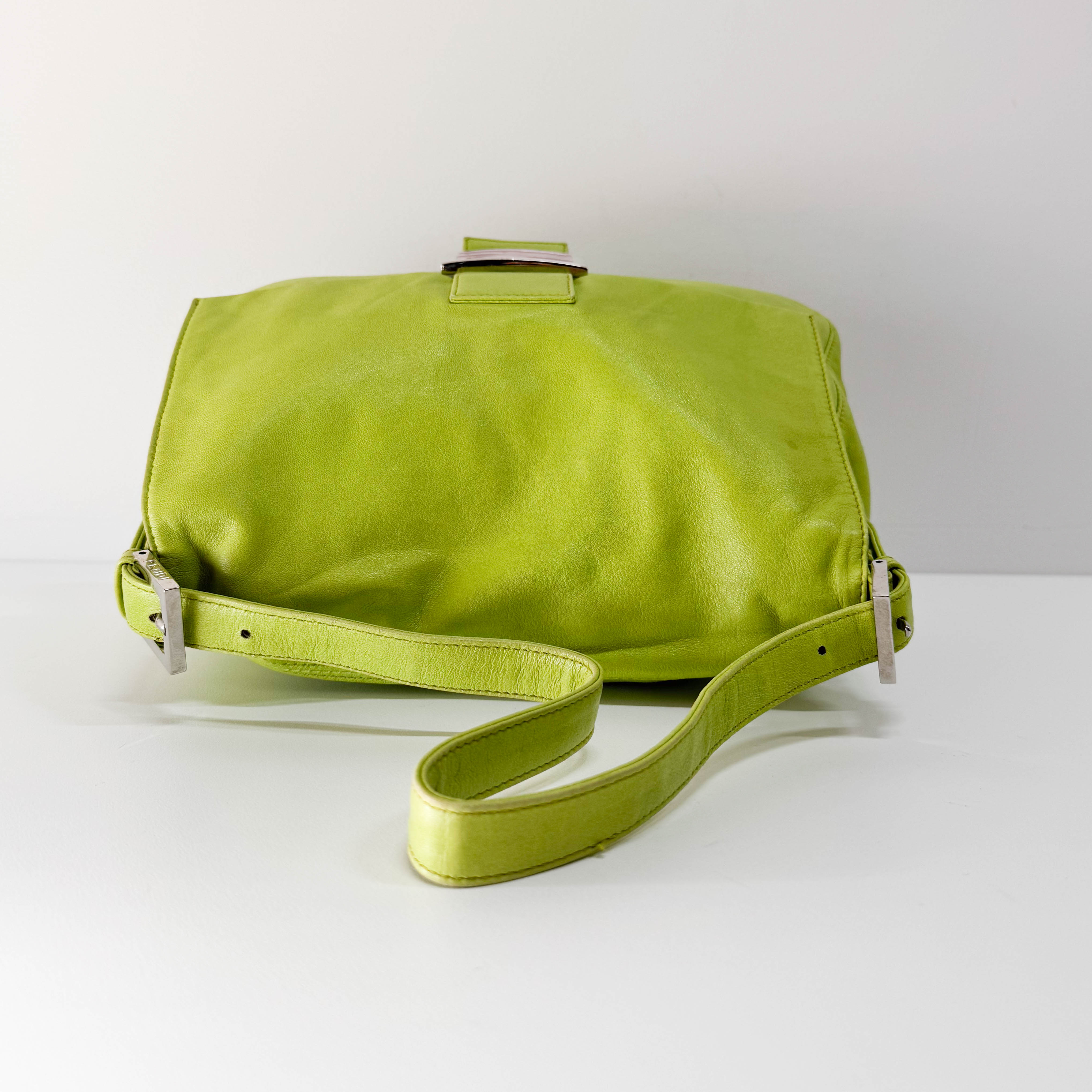Mamma Baguette Green Nappa Leather Shoulder Bag