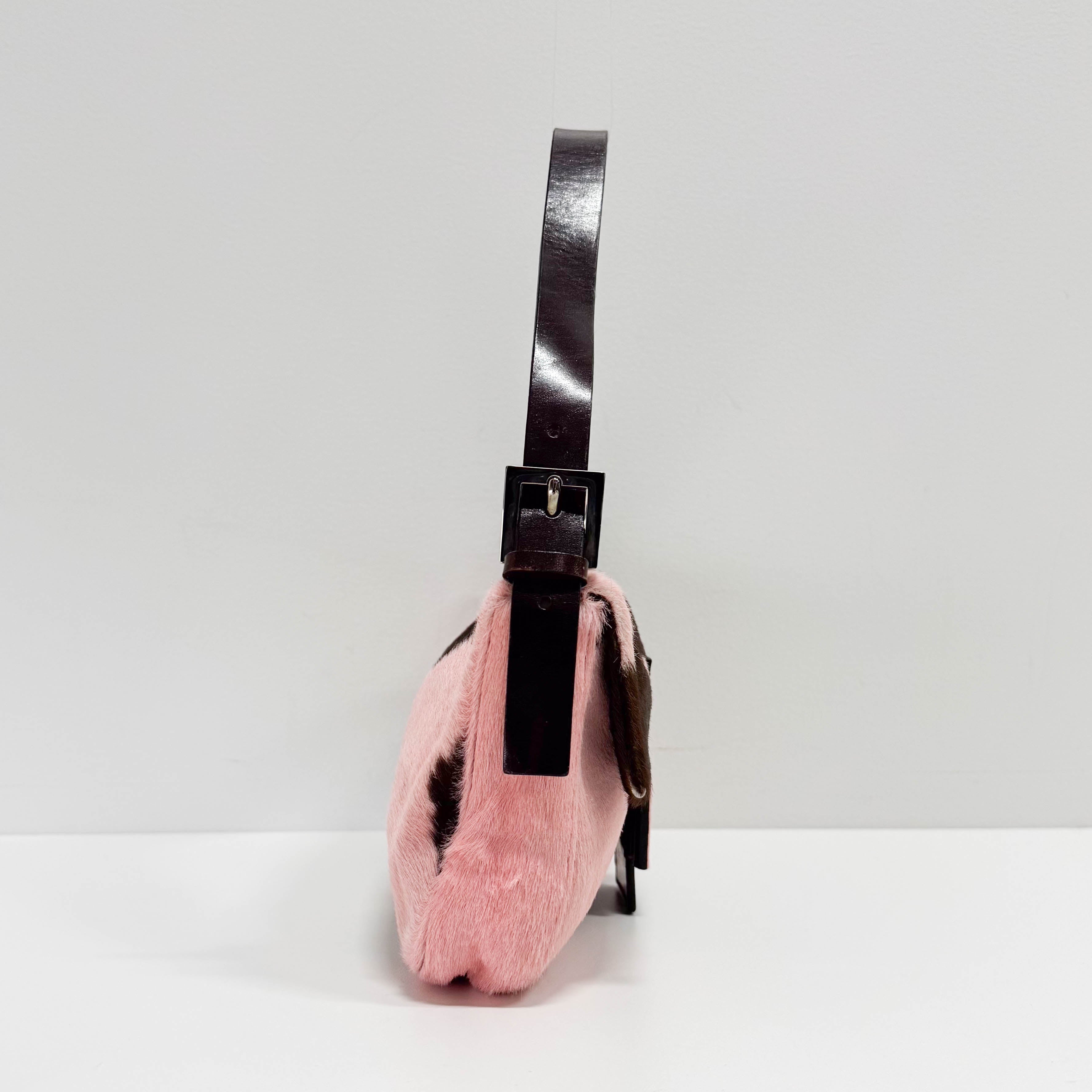 Baguette Pink Pony Hair Shoulder Bag