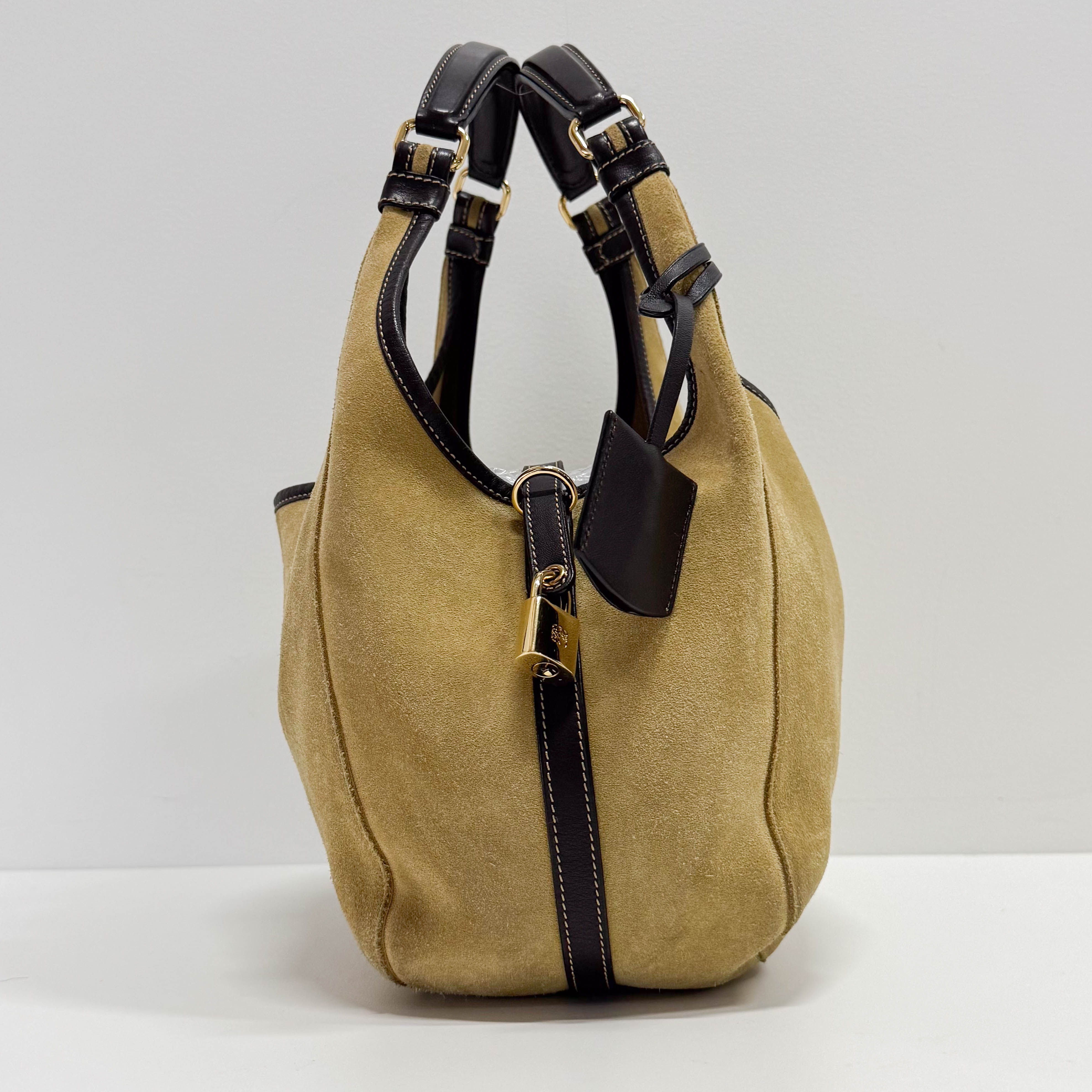 Anagram Beige Suede Shoulder Bag