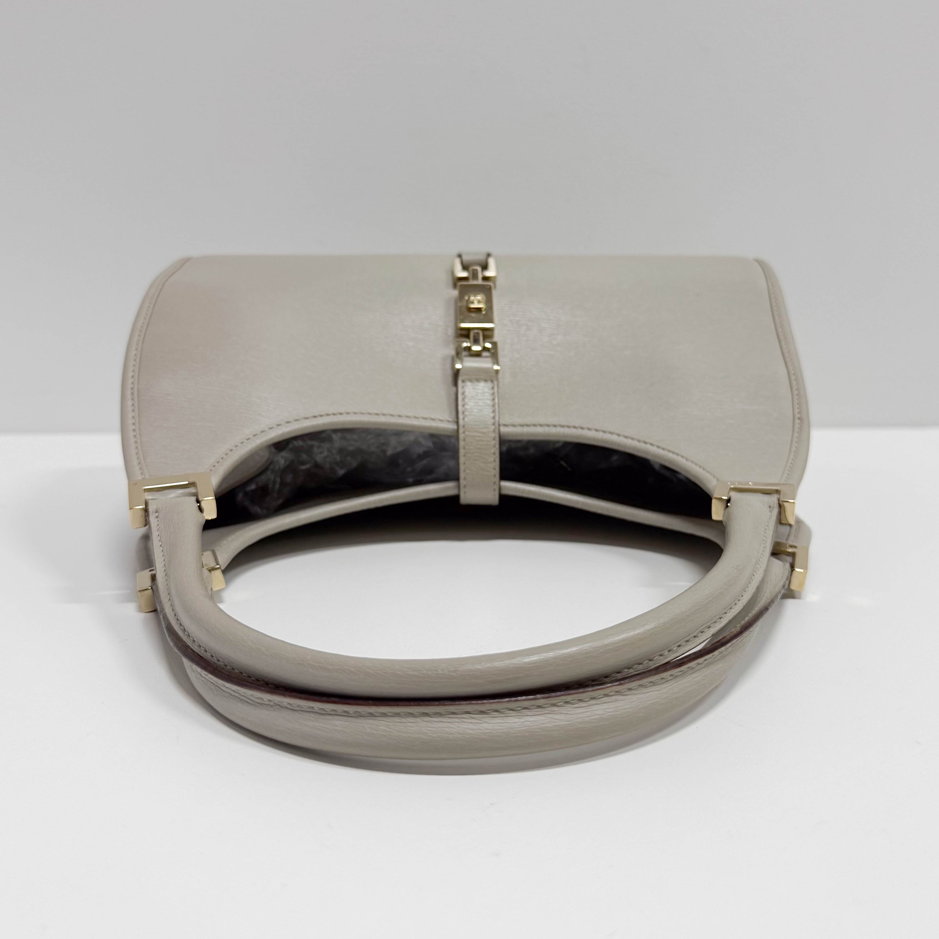 Jackie Small Grey Leather Shoulder Bag