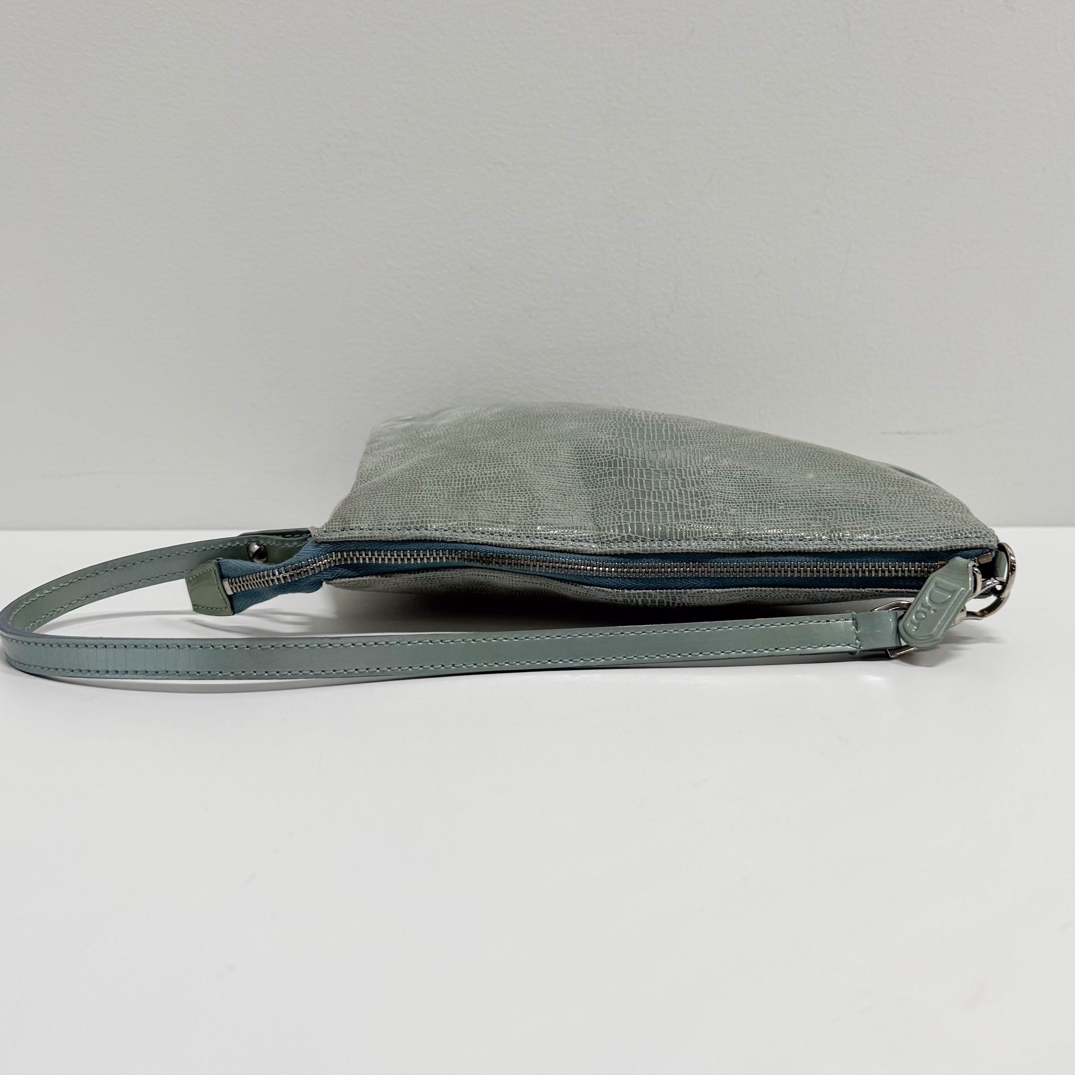 Saddle Blue Lizard Embossed Shoulder Bag