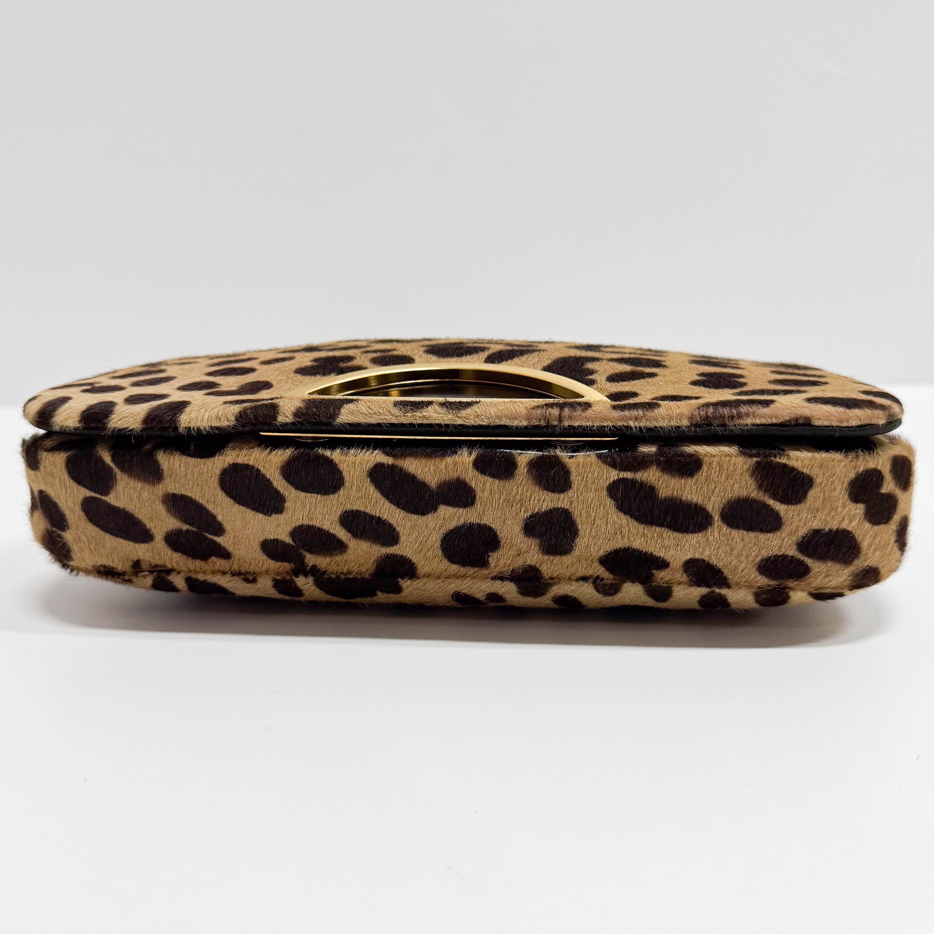 Malice Pearl Leopard Brown Leather Shoulder Bag