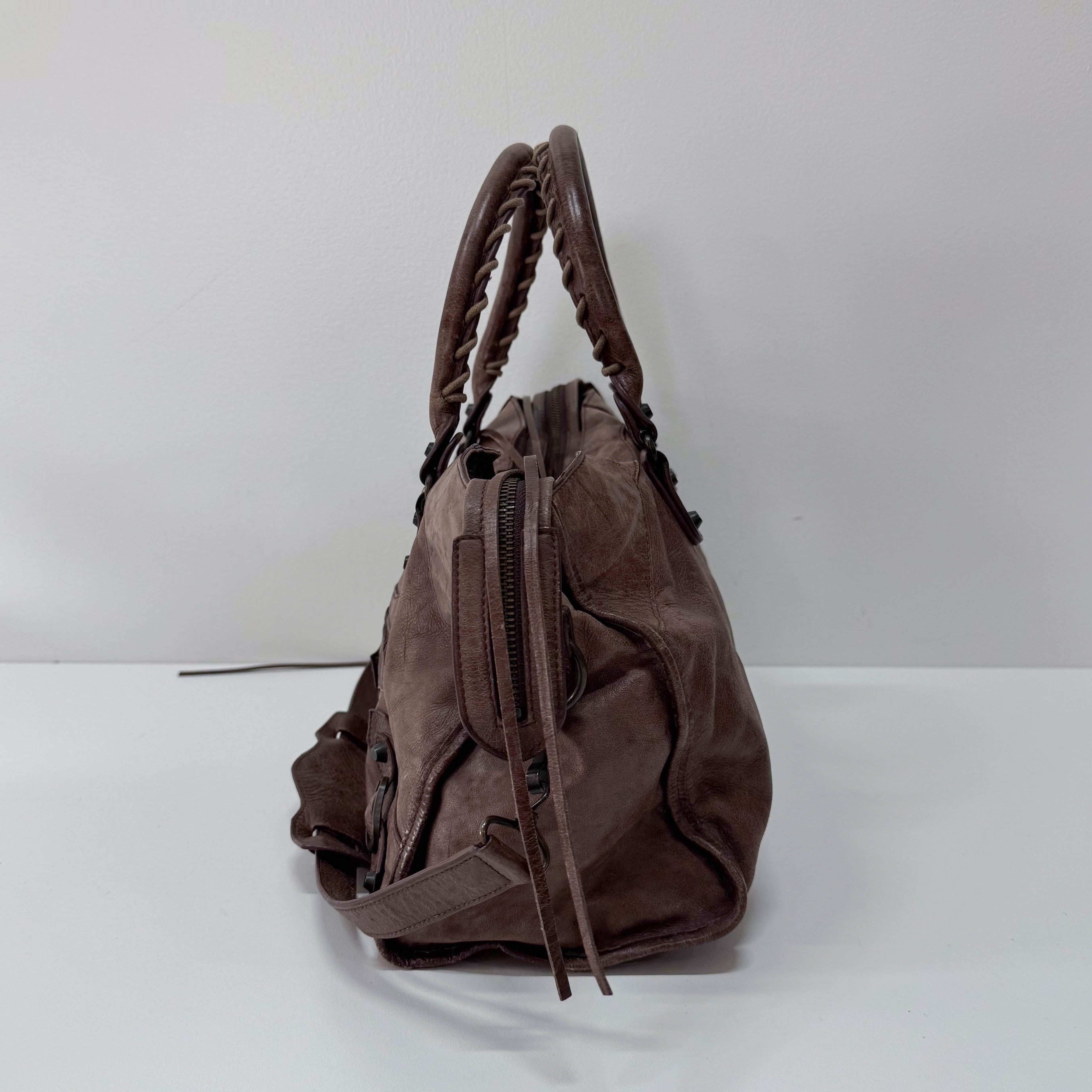 Part-Time Brown Calfskin Leather Two Way Bag