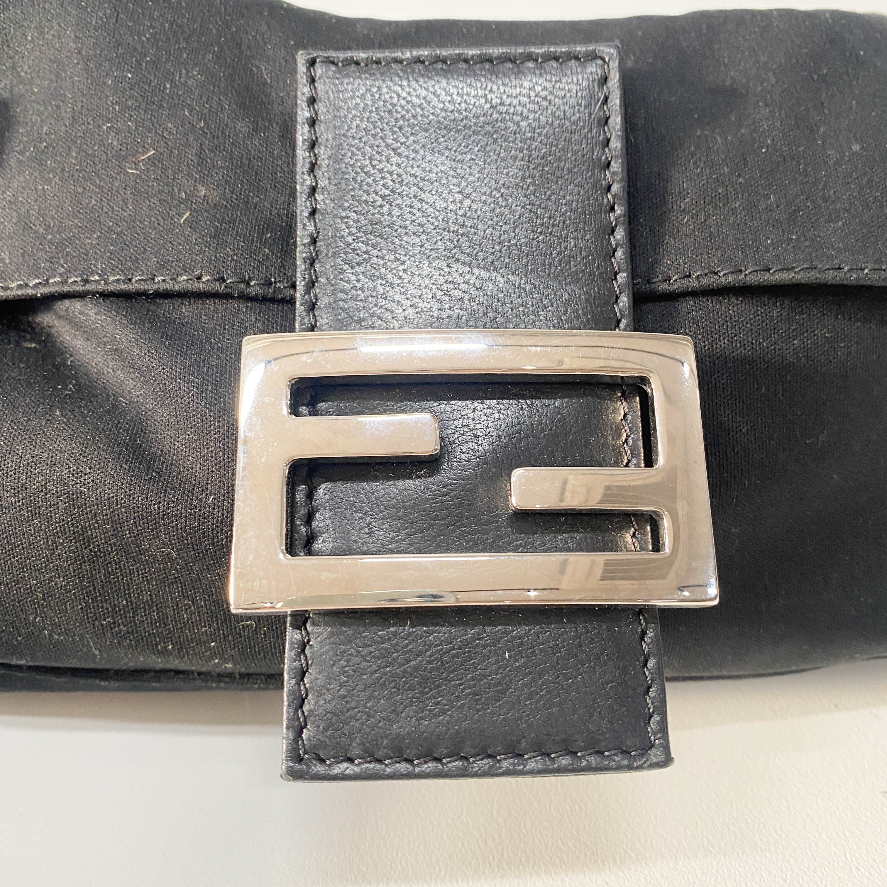 Baguette Black Neoprene Shoulder Bag