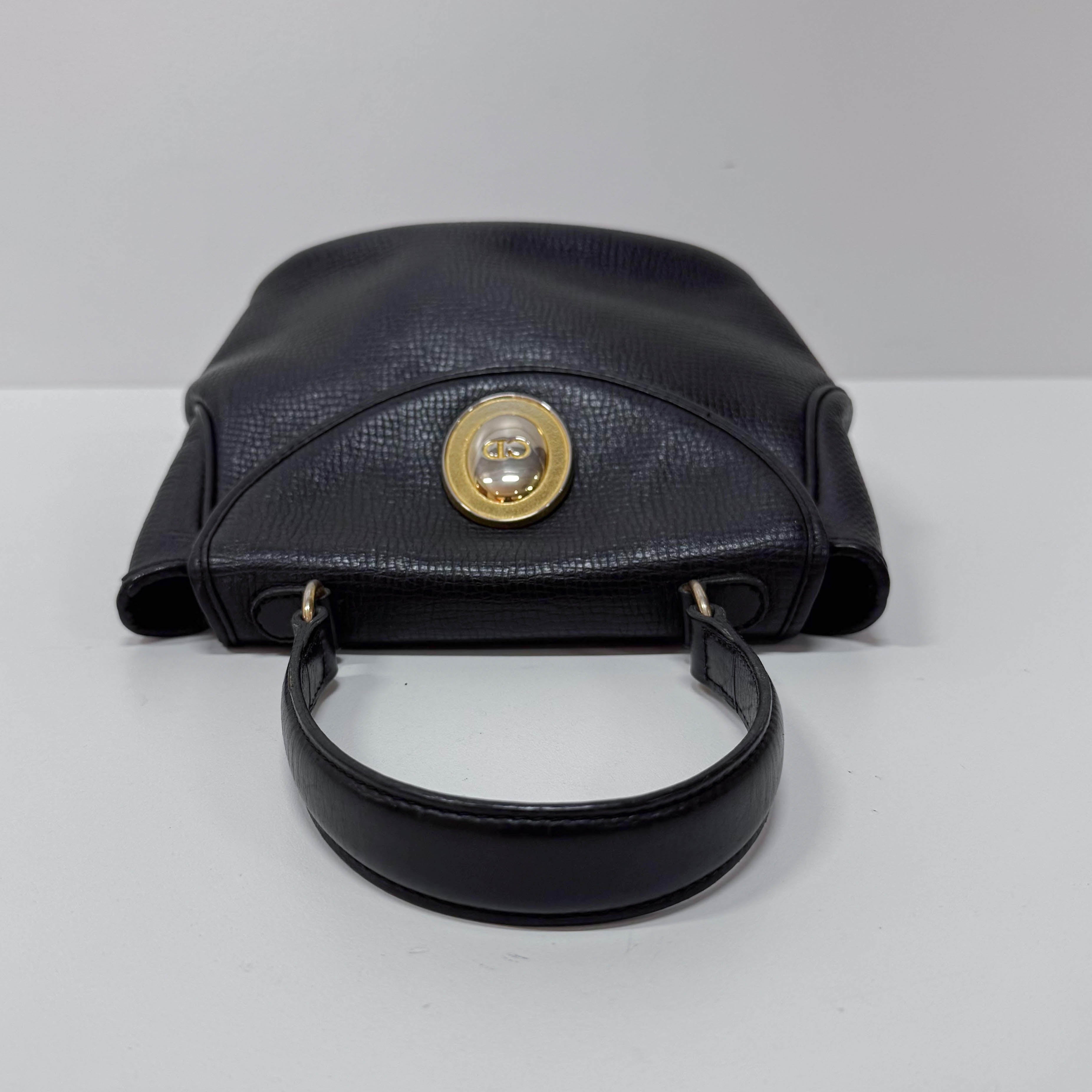 Black Leather Top Handle Bag