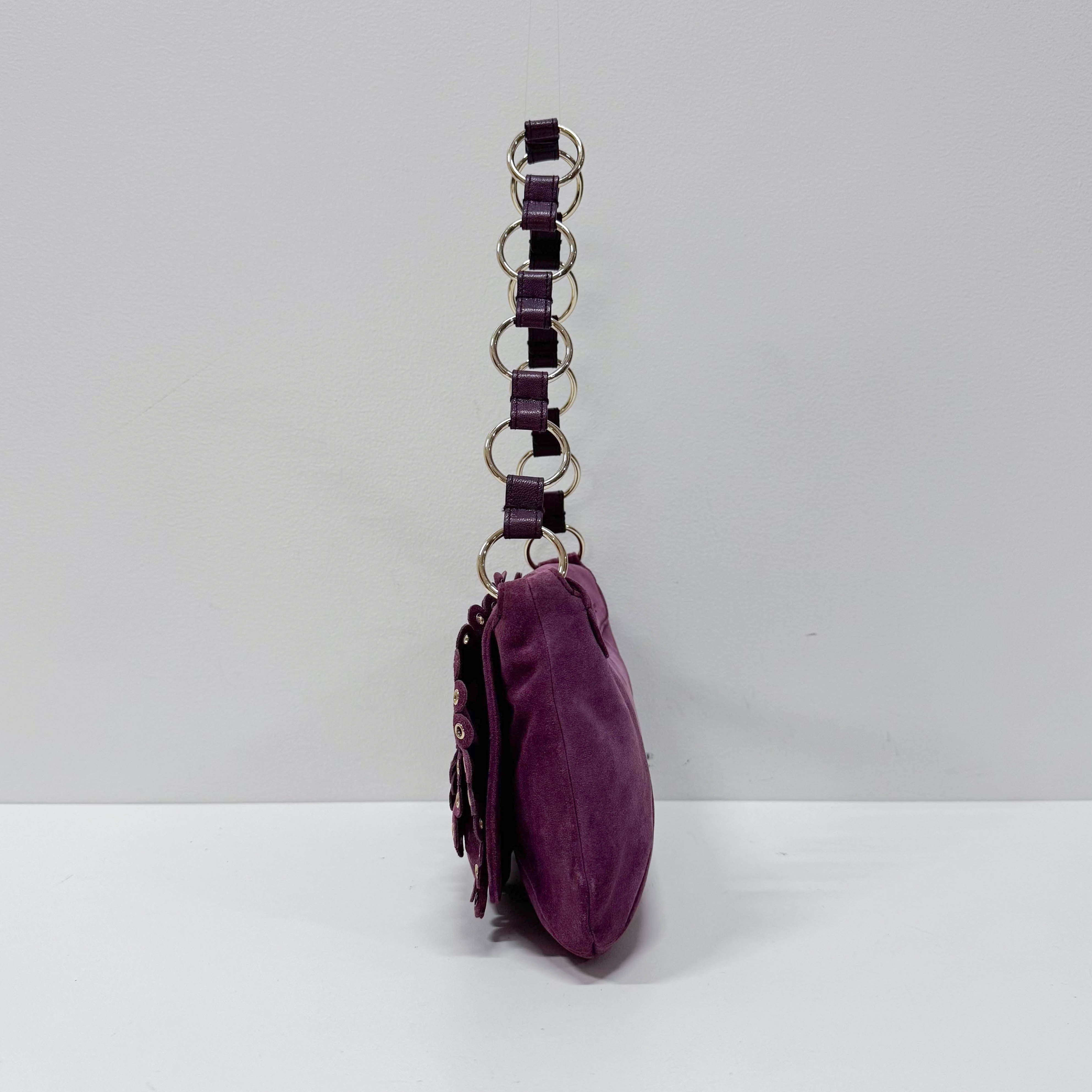 Purple Suede Chain Strap Shoulder Bag