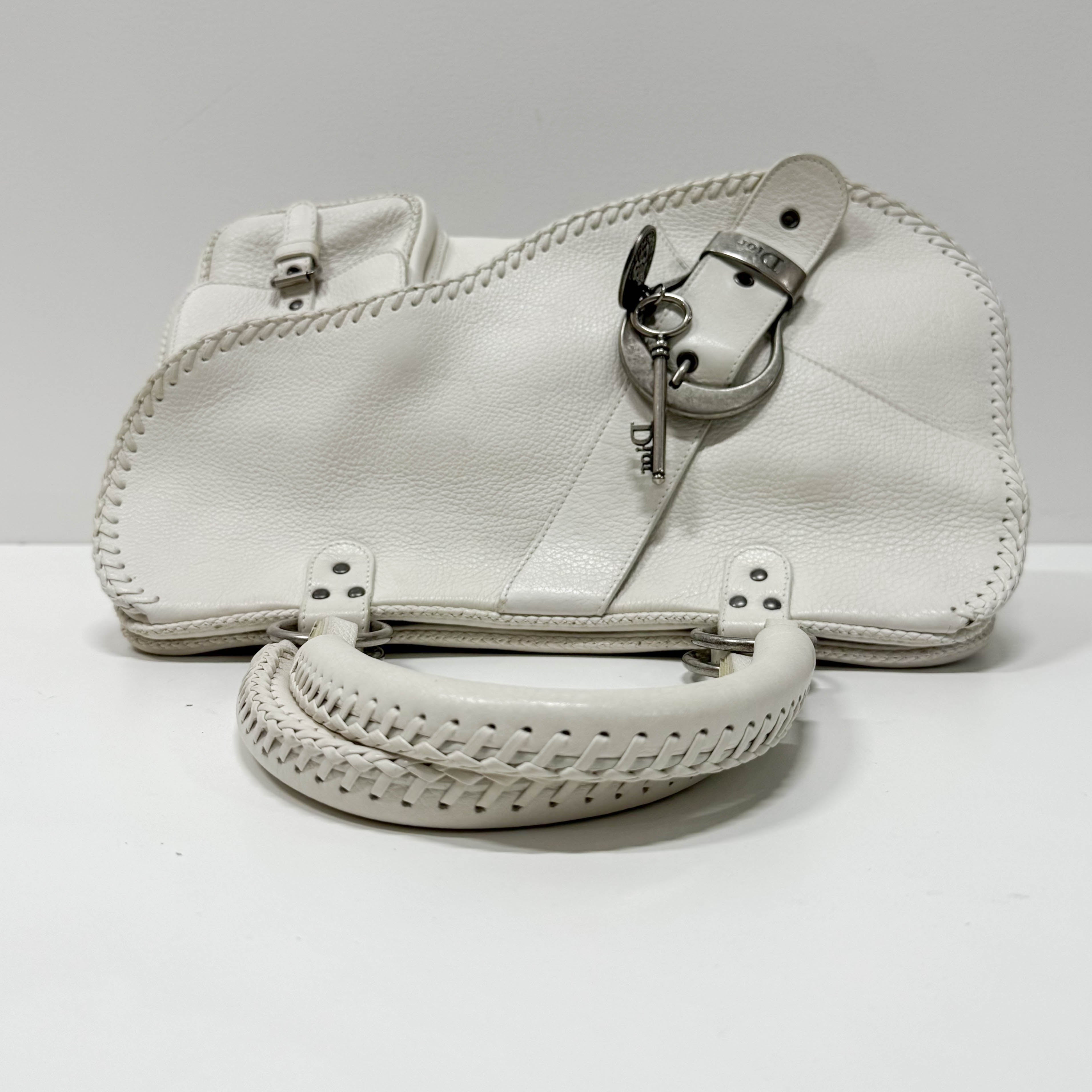 Gaucho White Leather Two Way Bag