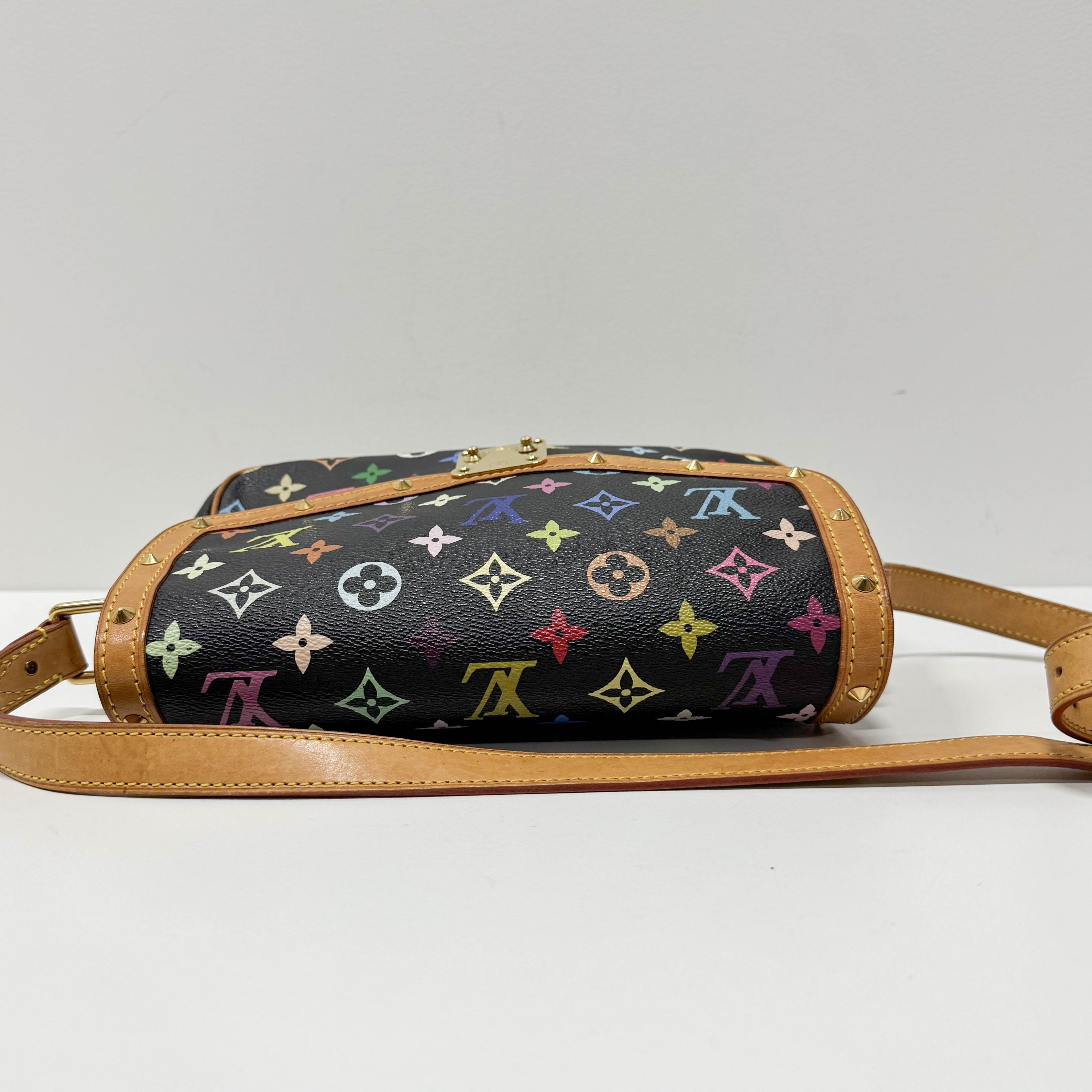 LV × Takashi Murakami Black Multi Colour Sologne Crossbody Bag