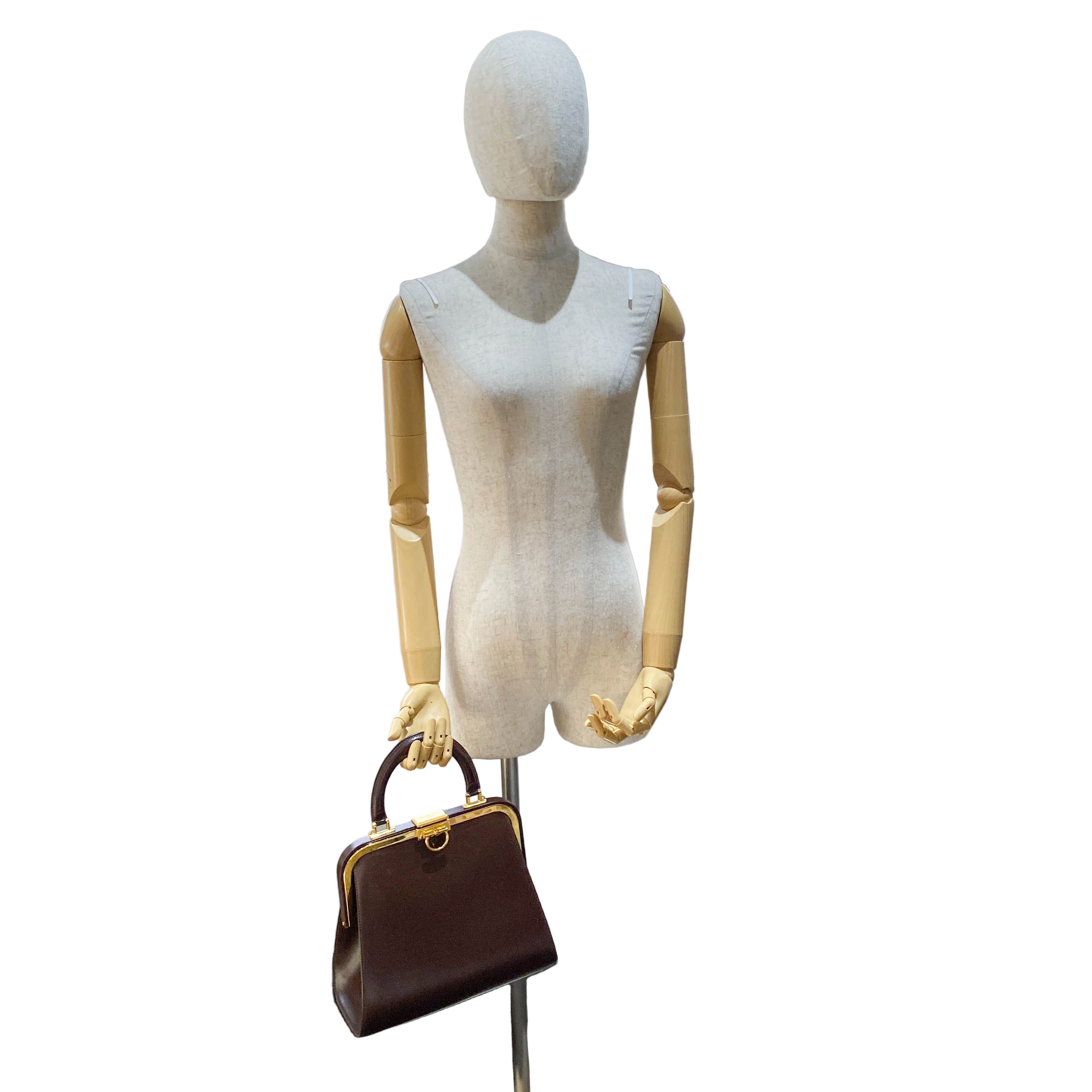 Brown Leather Top Handle Two Way Bag