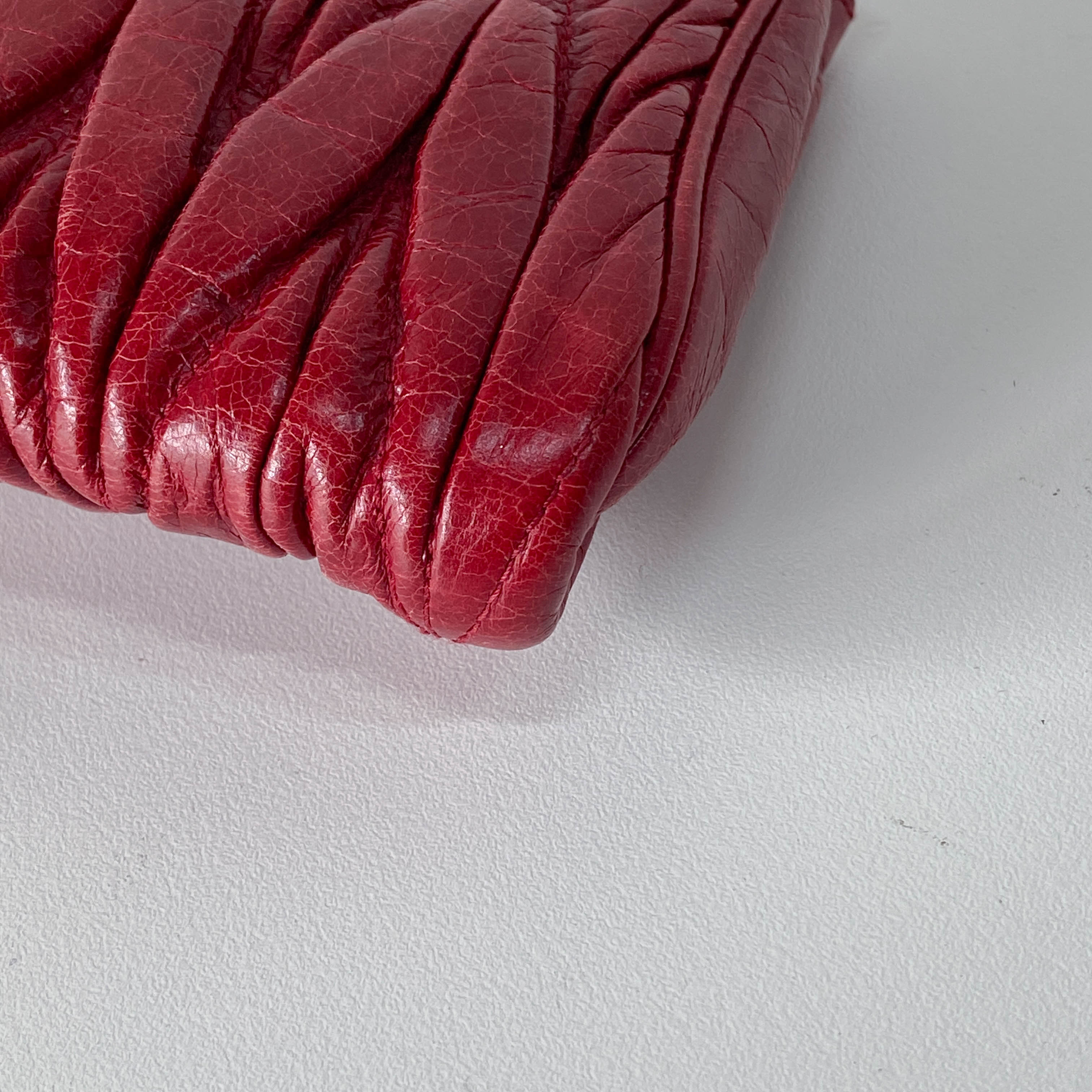 Red Leather Accessory Pouch