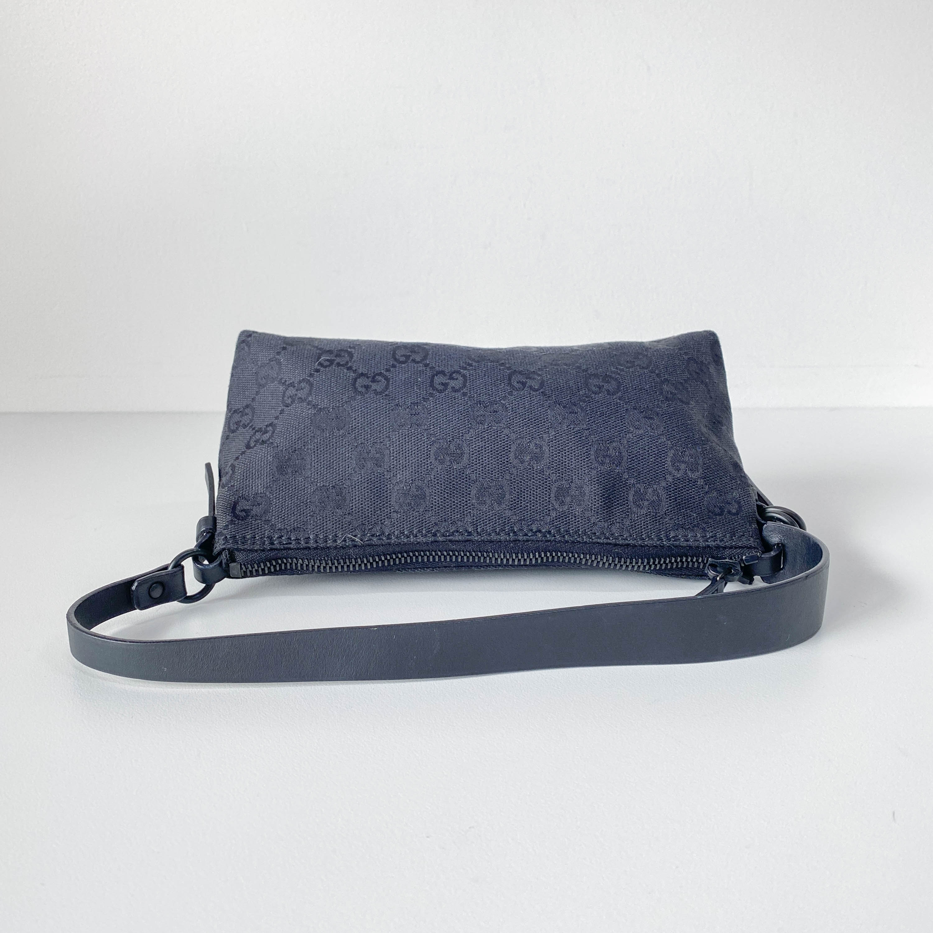 Small GG Black Canvas Shoulder Bag