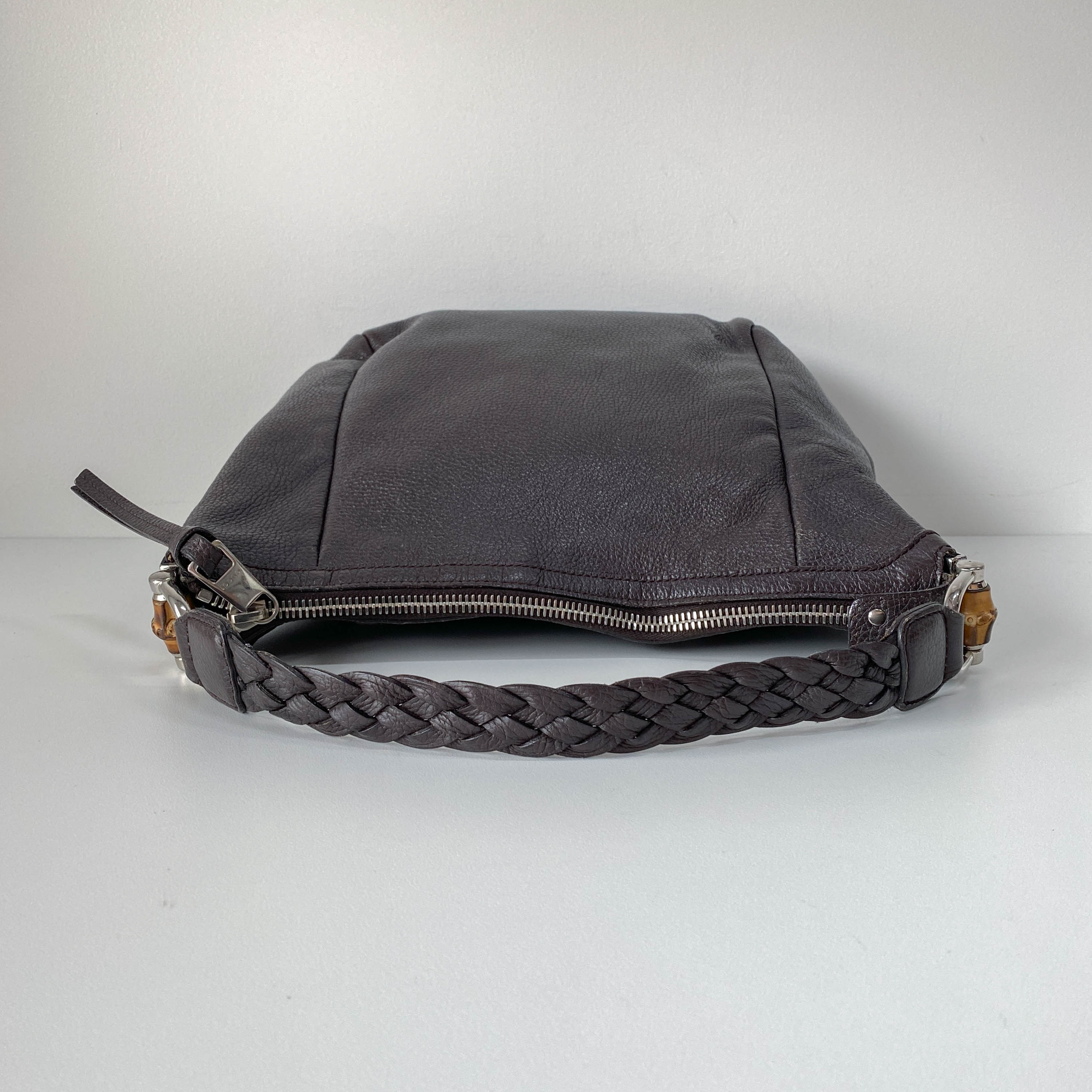 Black Leather Hobo Shoulder Bag