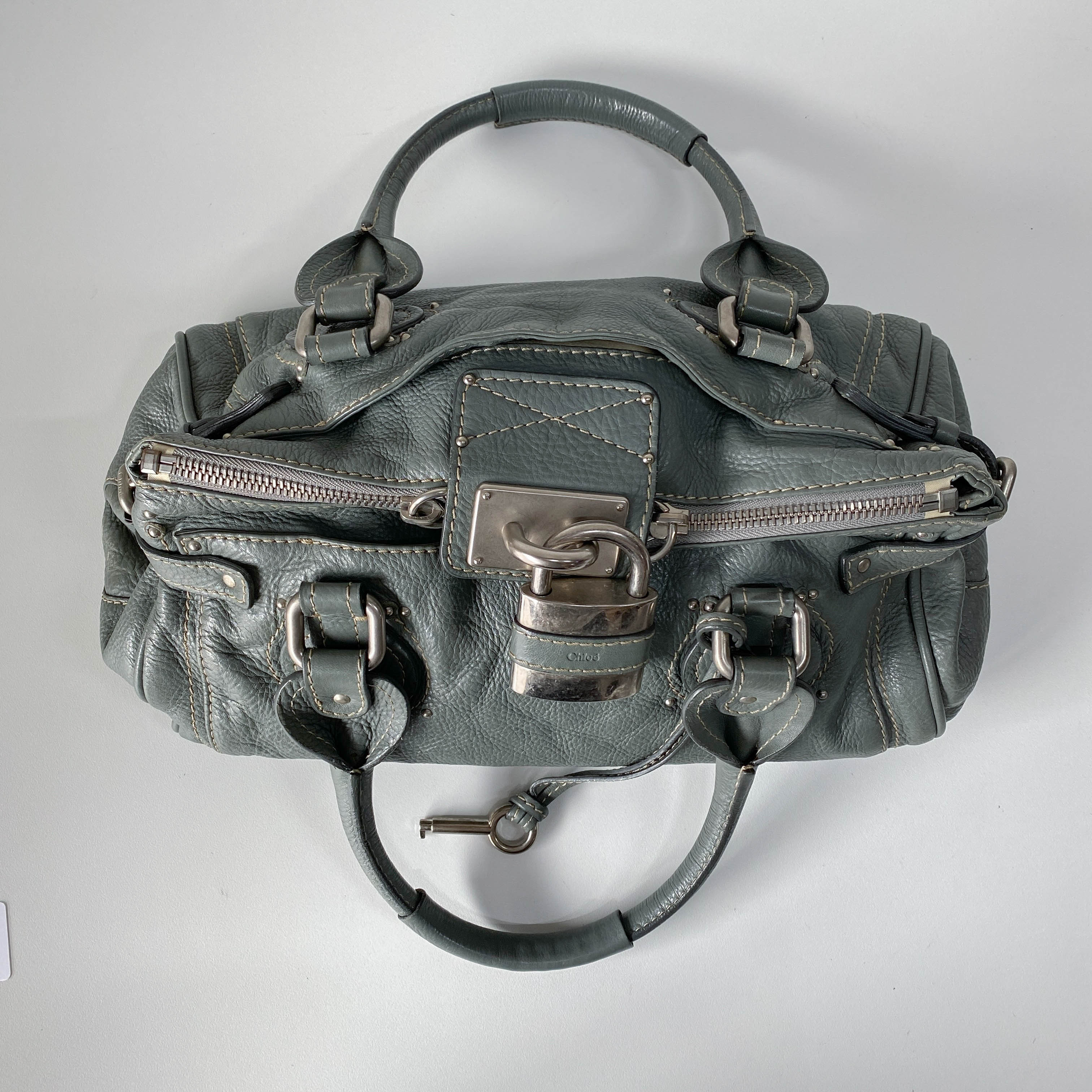 Paddington Sage Green Calfskin Leather Shoulder Bag