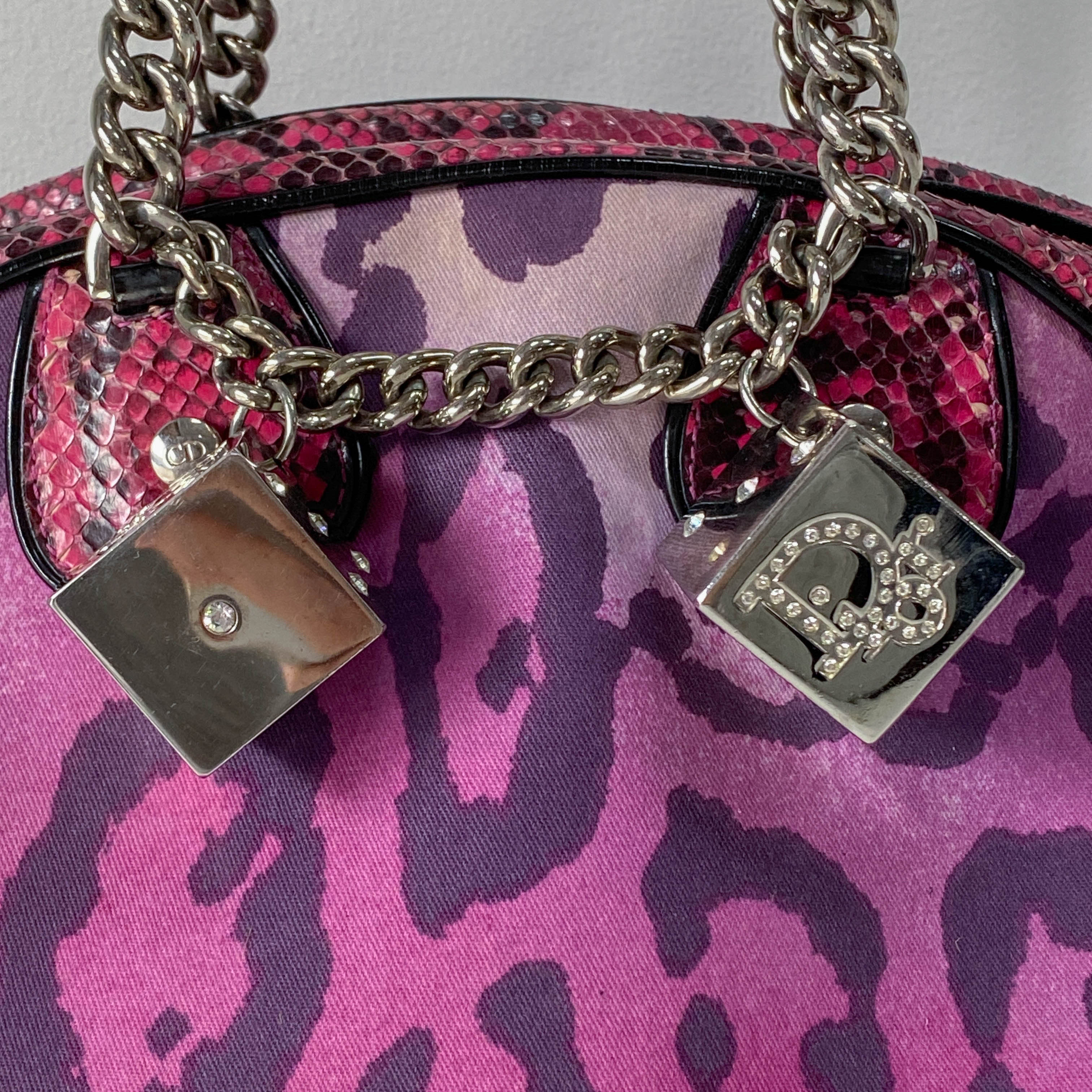 Gambler Dice Pink Leopard Print Handbag