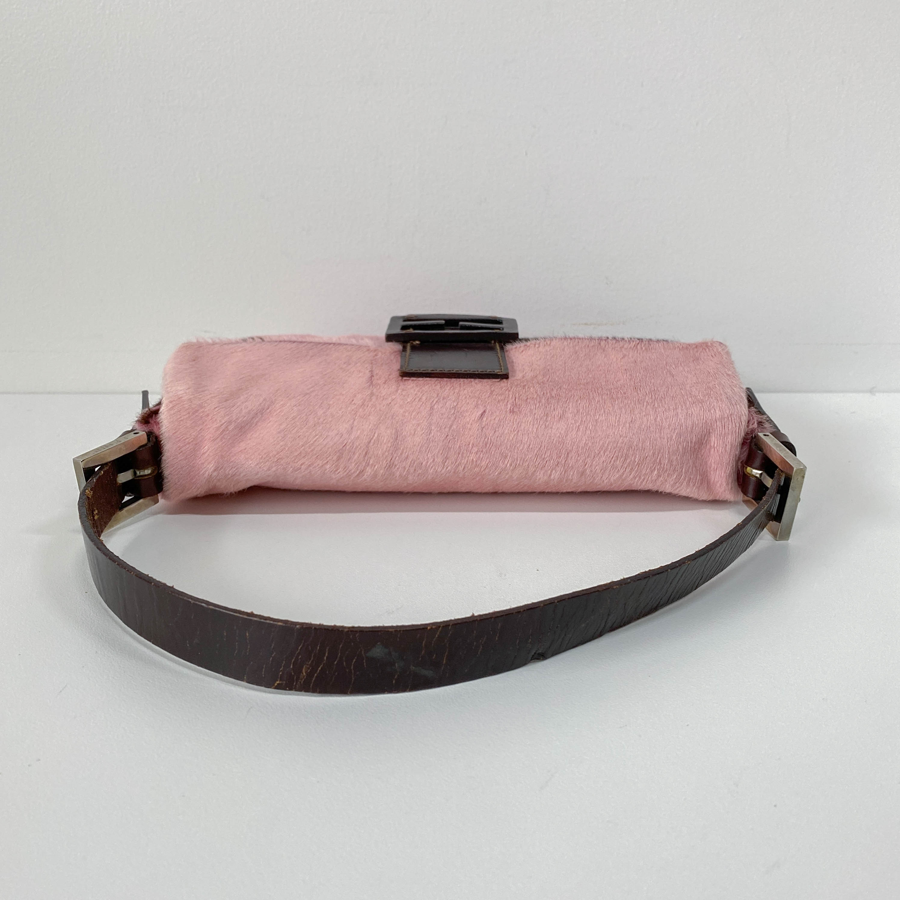 Baguette Pink Pony Hair Shoulder Bag