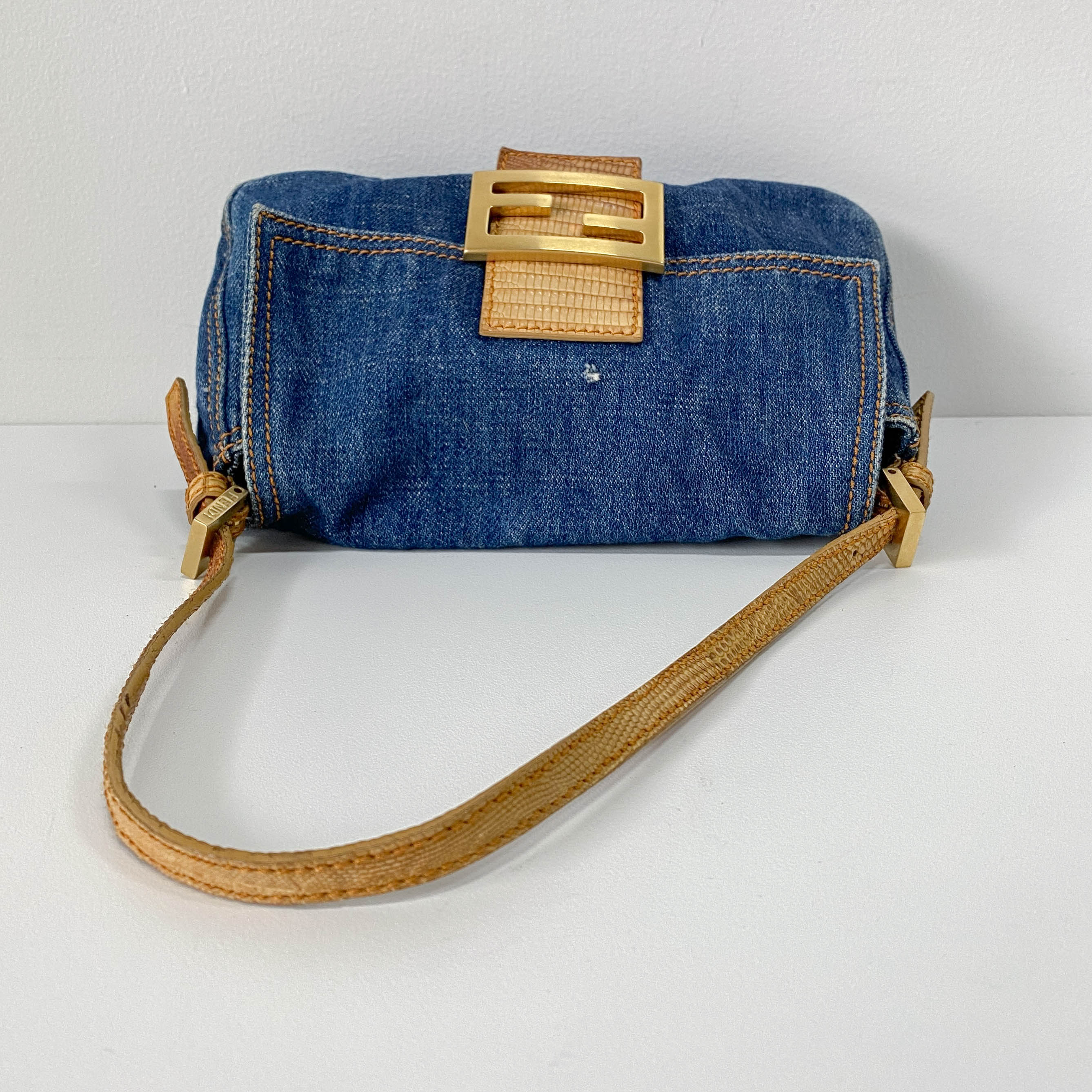 Mini Mamma Baguette Blue Denim Shoulder Bag