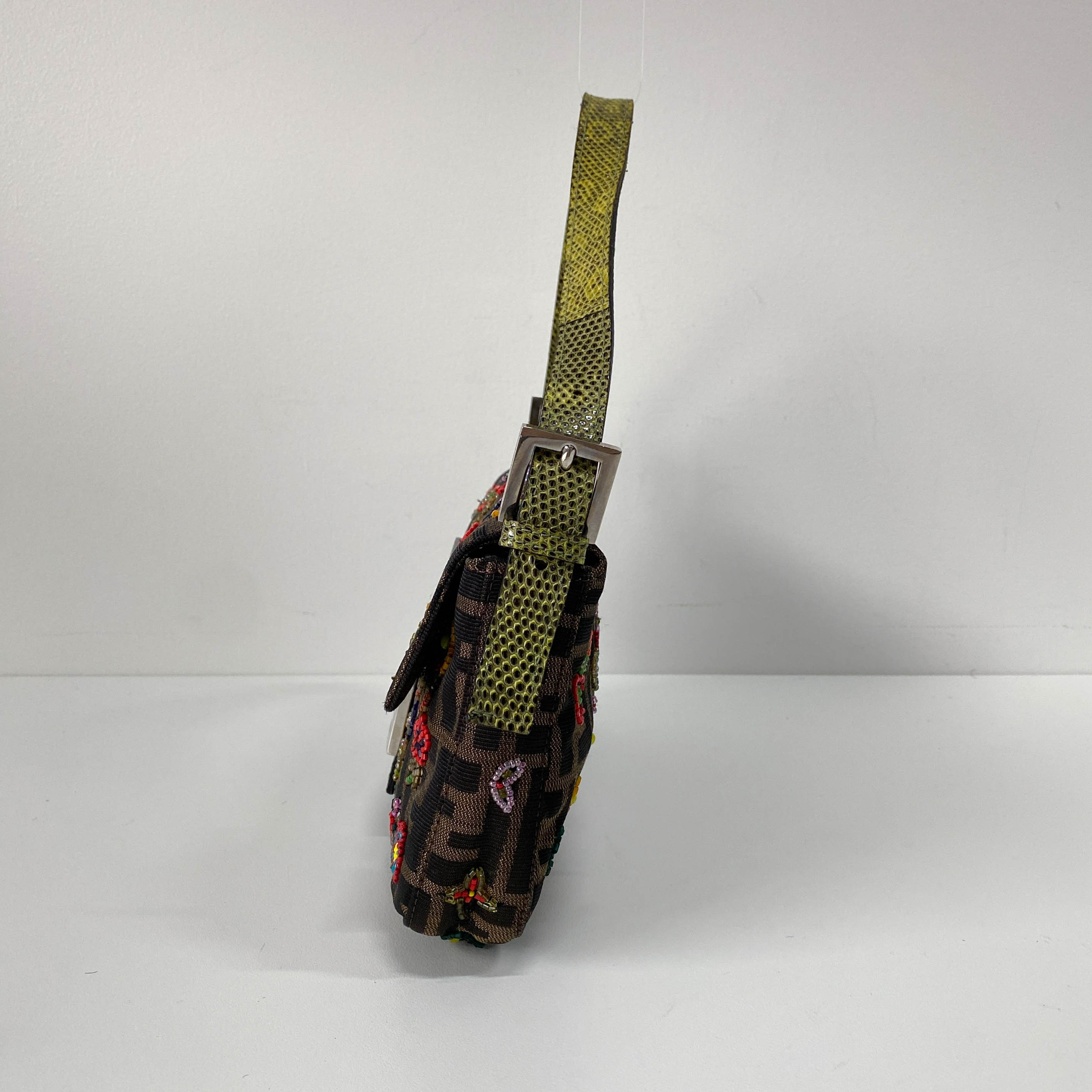 Zucca FF Design With Beads Baguette Shoulder Bag