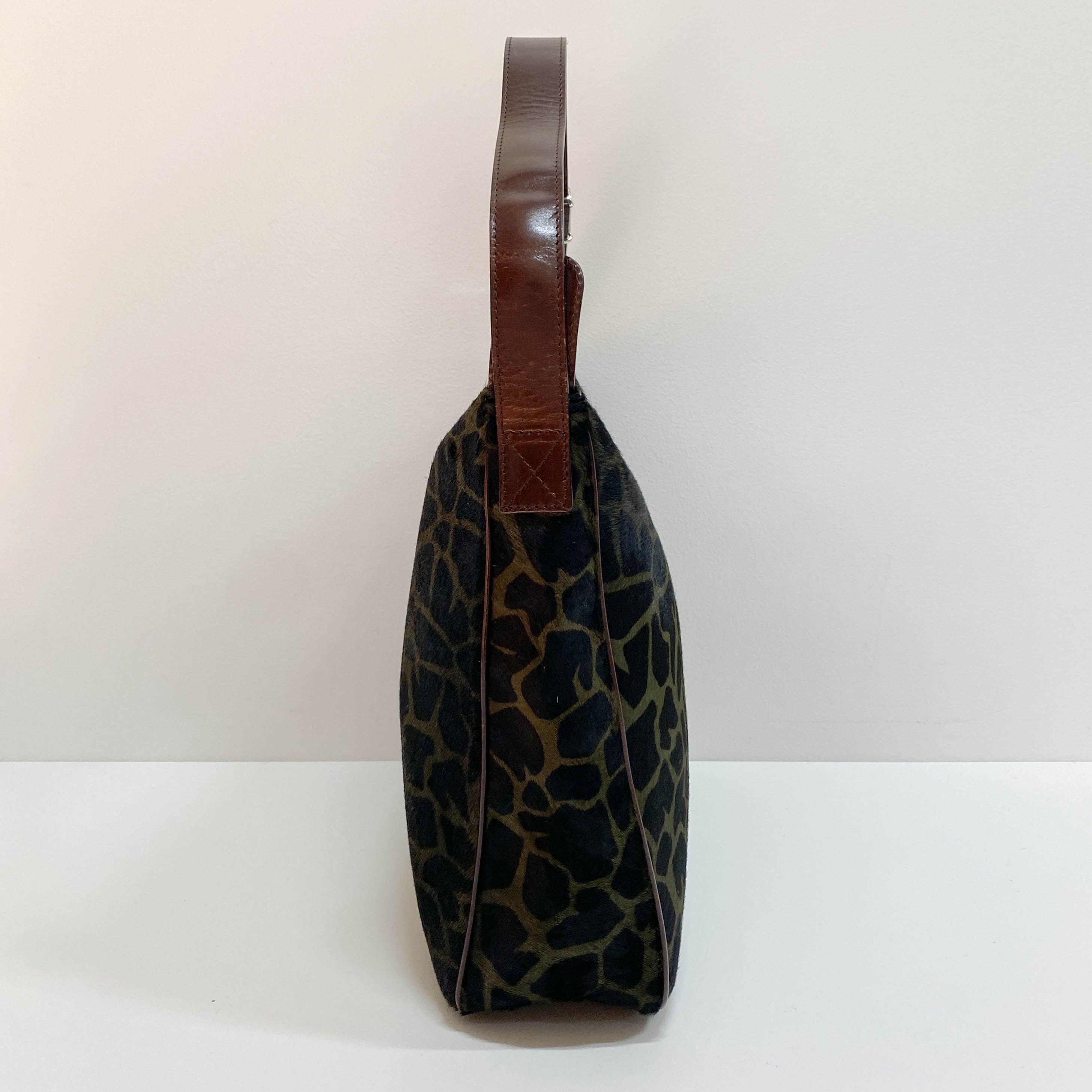 Brown Leopard Print Pony Hair Shoulder Bag