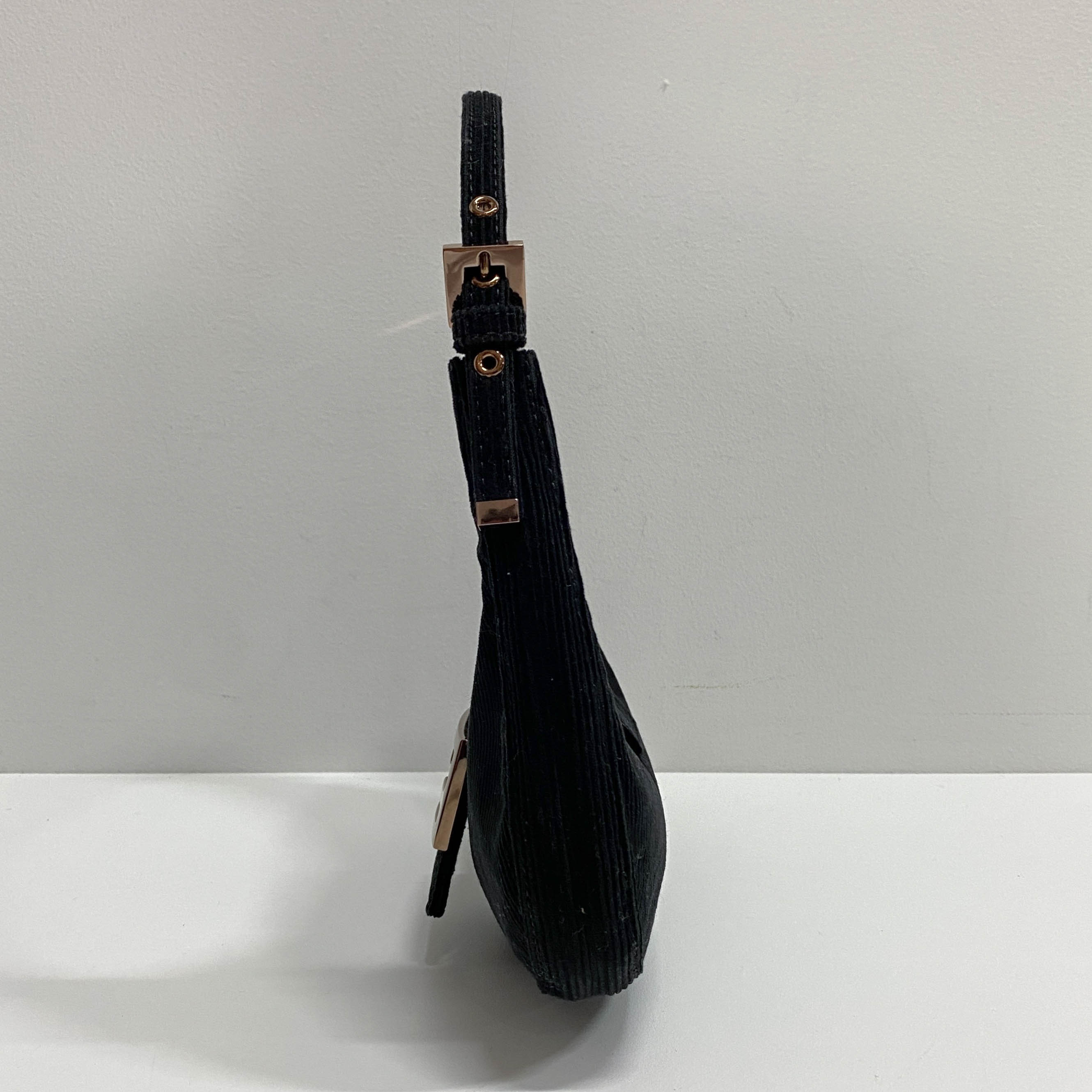 Croissant Black Corduroy Shoulder Bag