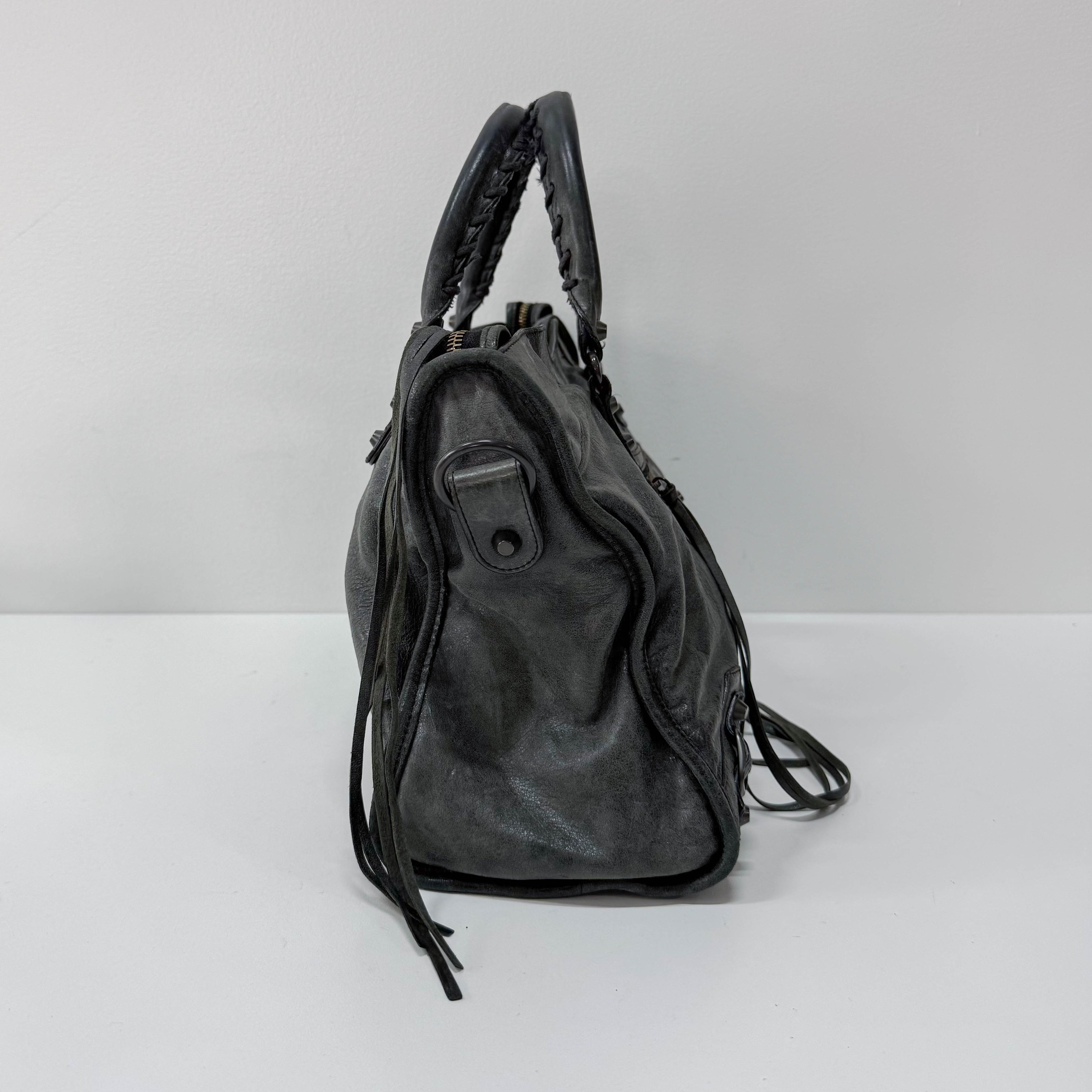 The First Grey Calfskin Leather Two Way Bag