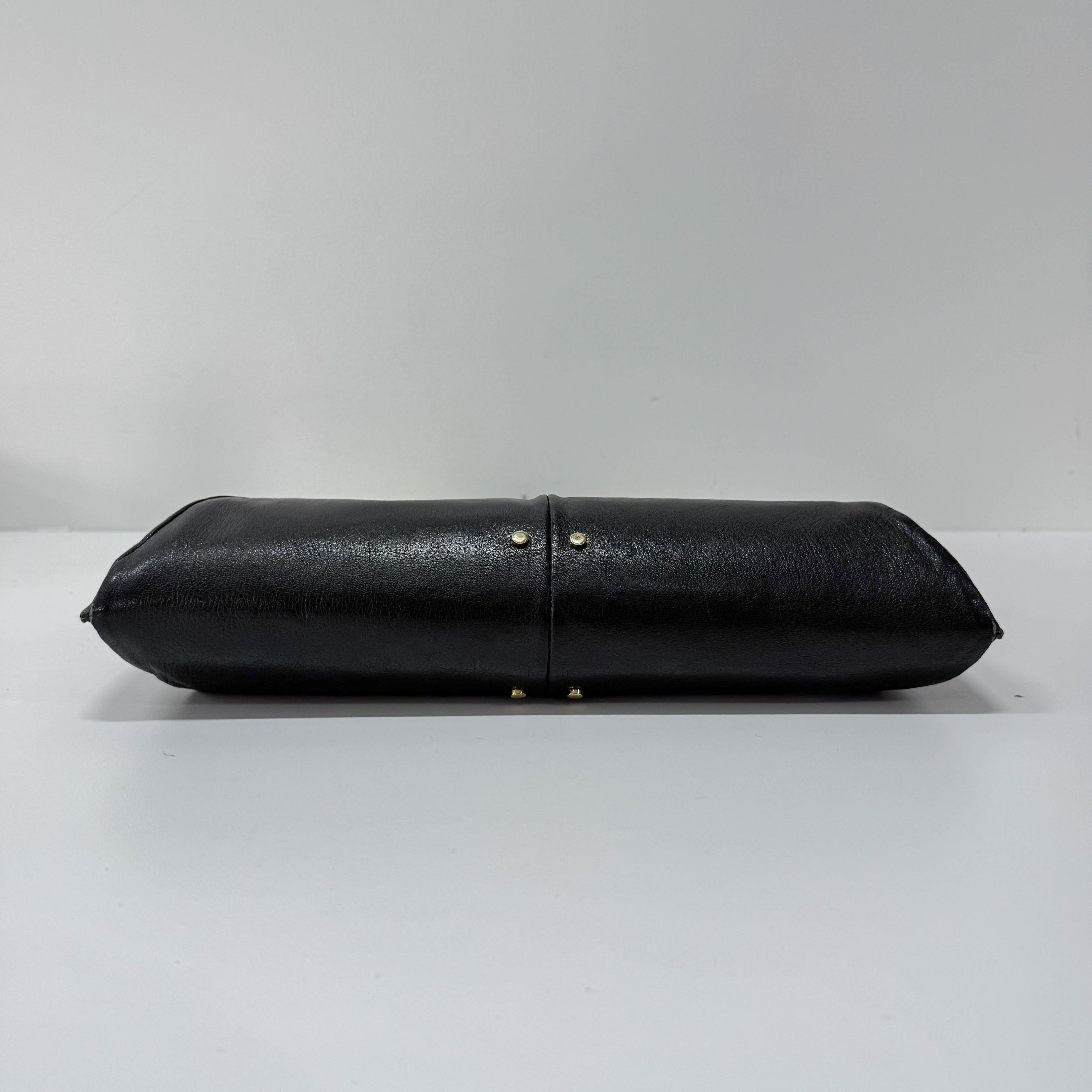 Mombasa Black Leather Double Buffalo Horn Shoulder Bag