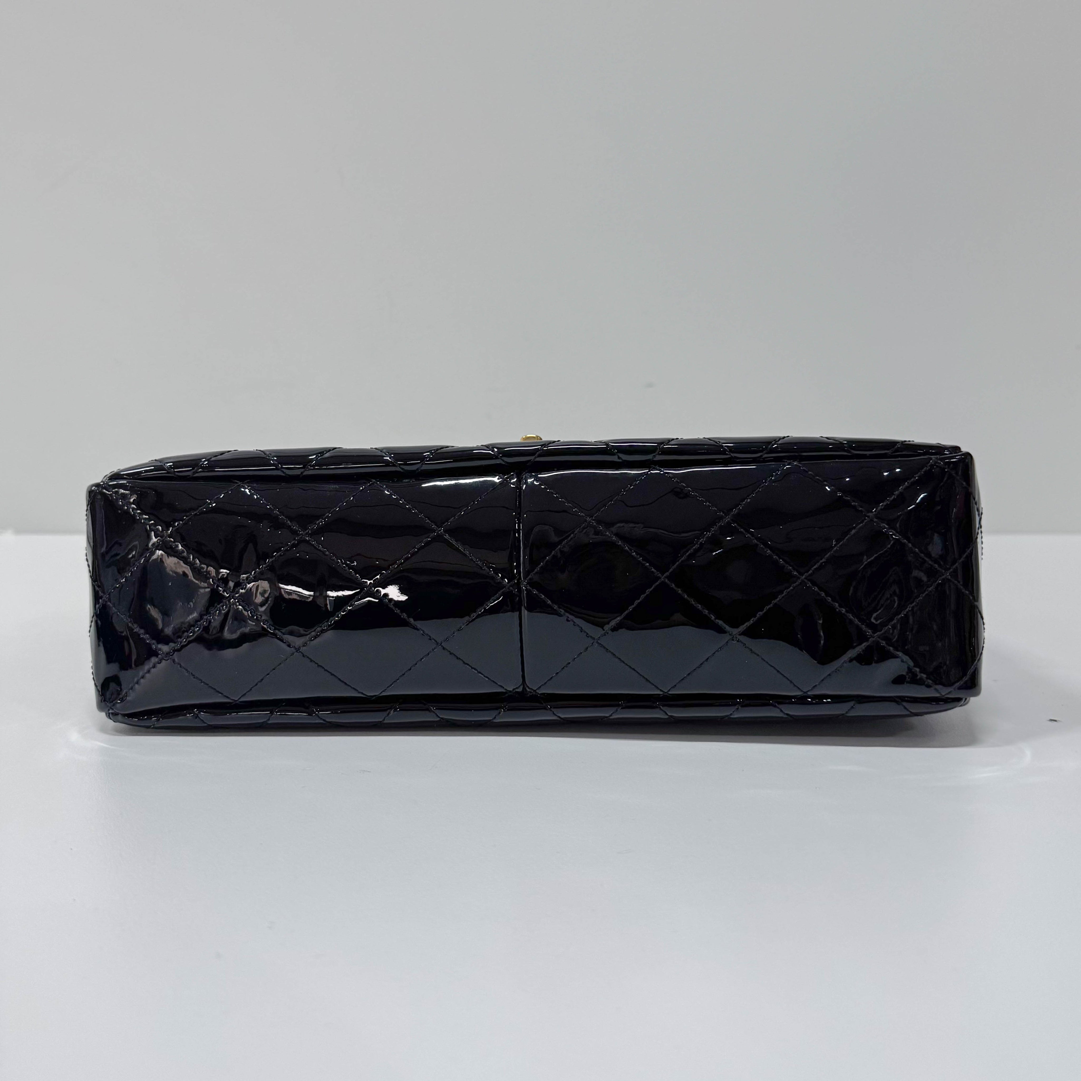 Timeless Classic Flap BlackPatent Leather Shoulder/Crossbody Bag
