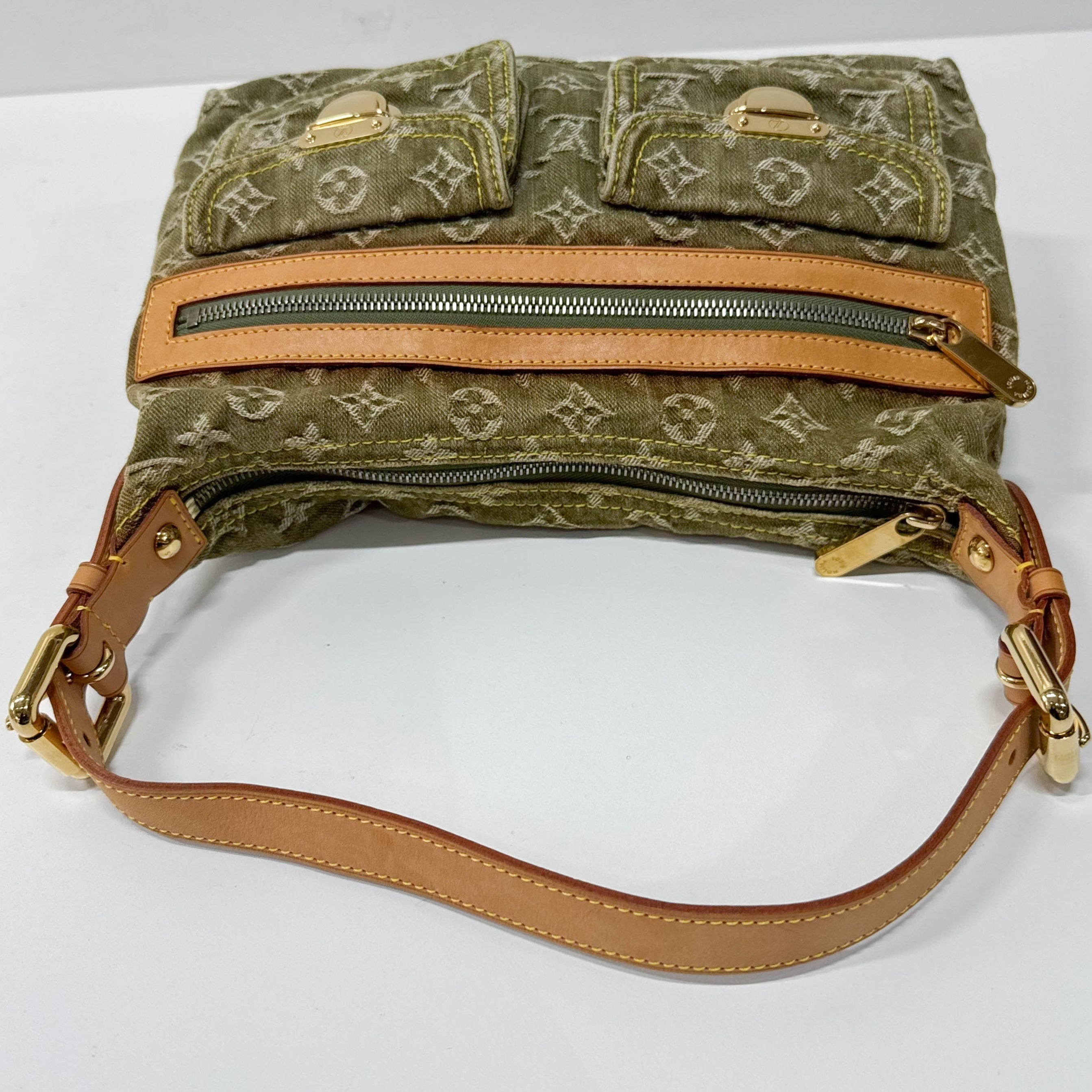 Baggy Monogram PM Khaki Denim Shoulder Bag