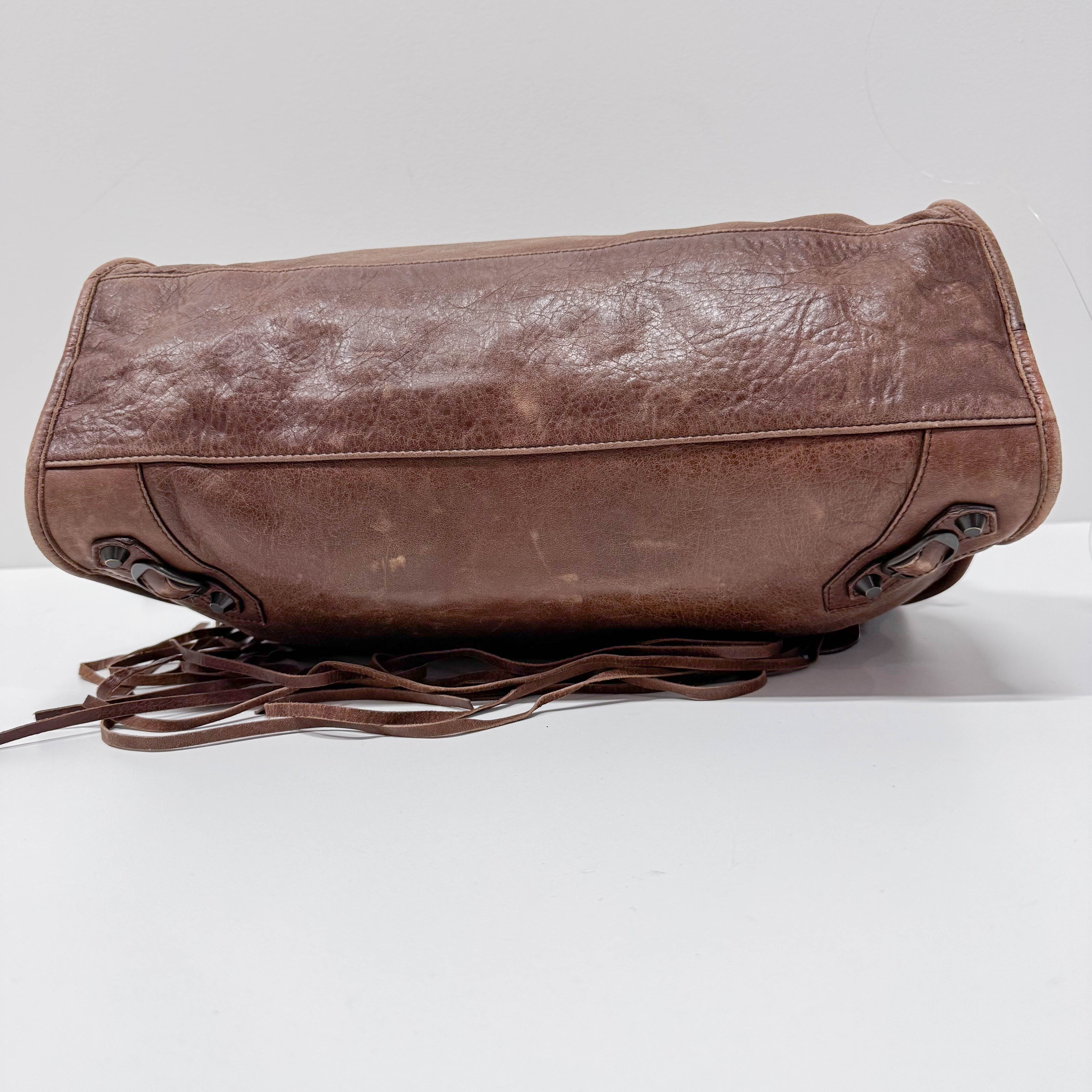 The City Brown Leather Shoulder Bag