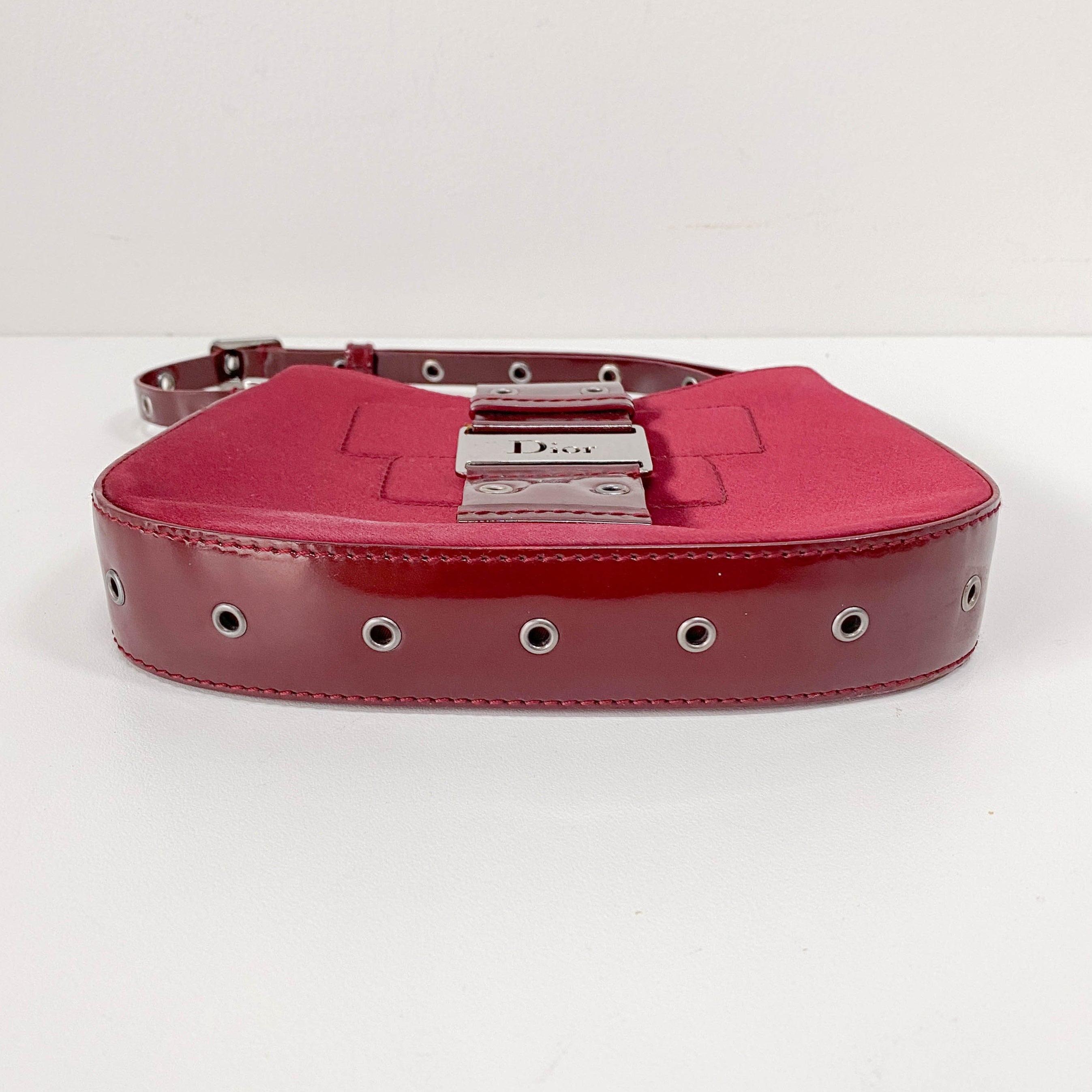 Mini Burgundy Satin Hobo Shoulder Bag