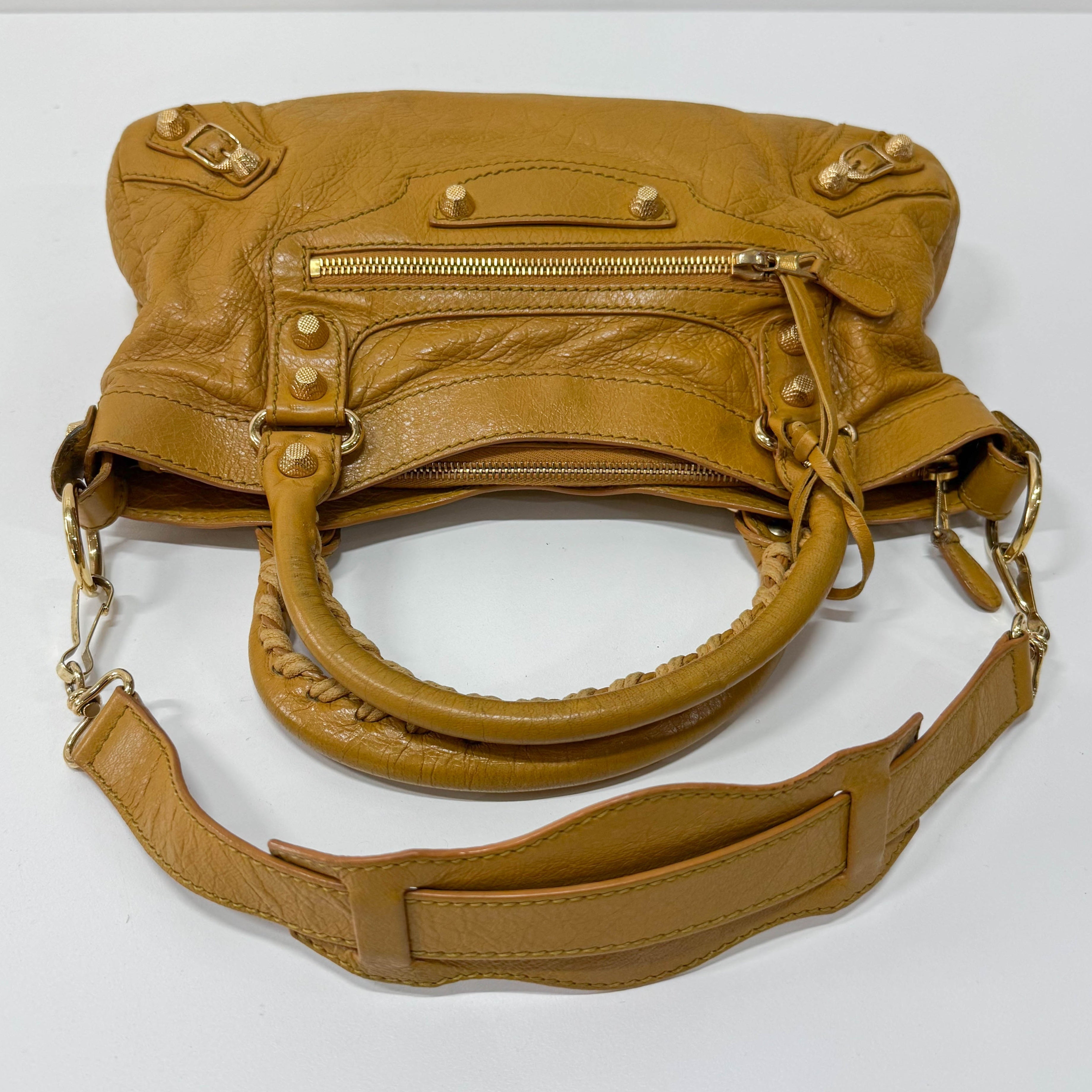 The First Yellow Leather Shoulder Two Way Bag