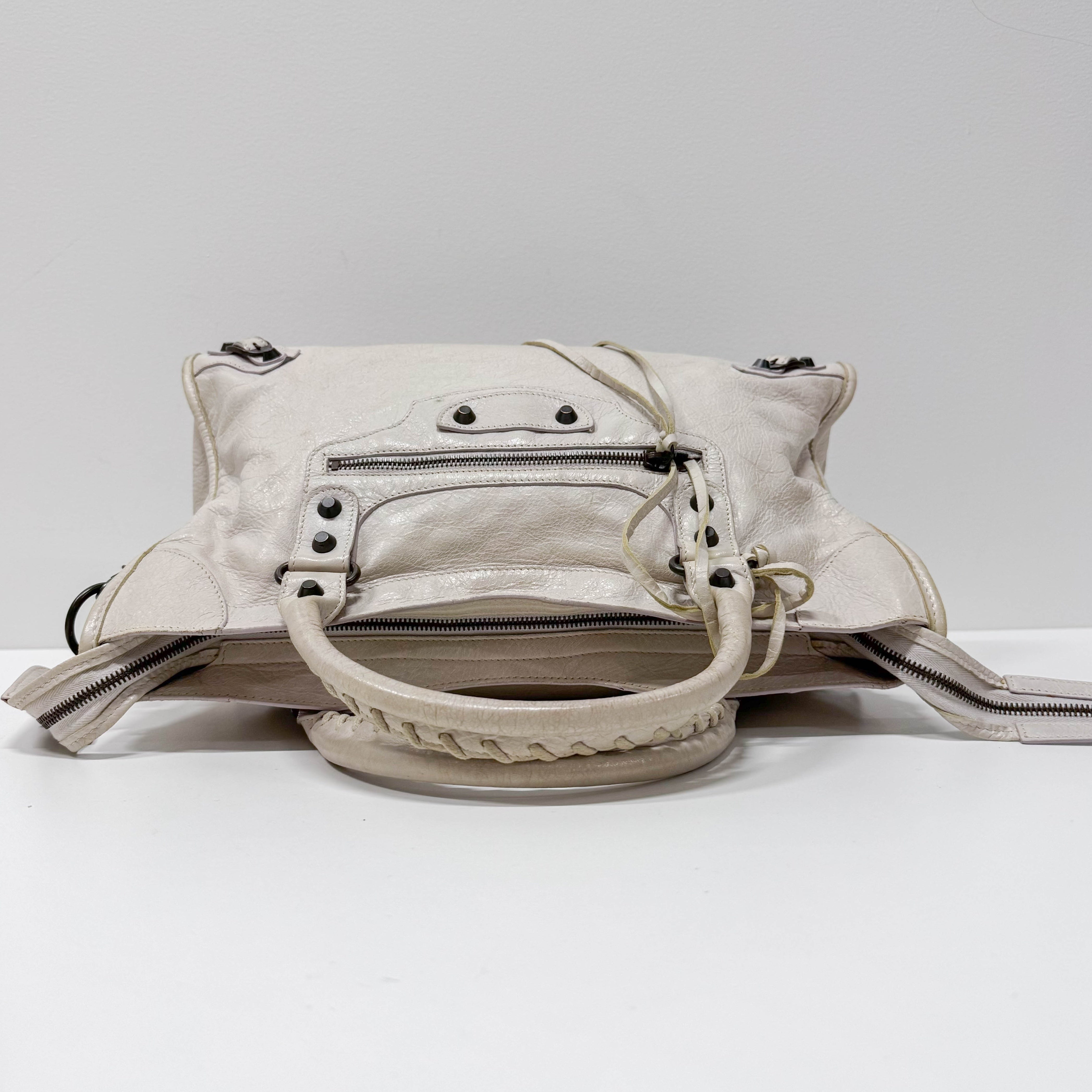 The City Beige Calfskin Leather Two Way Bag