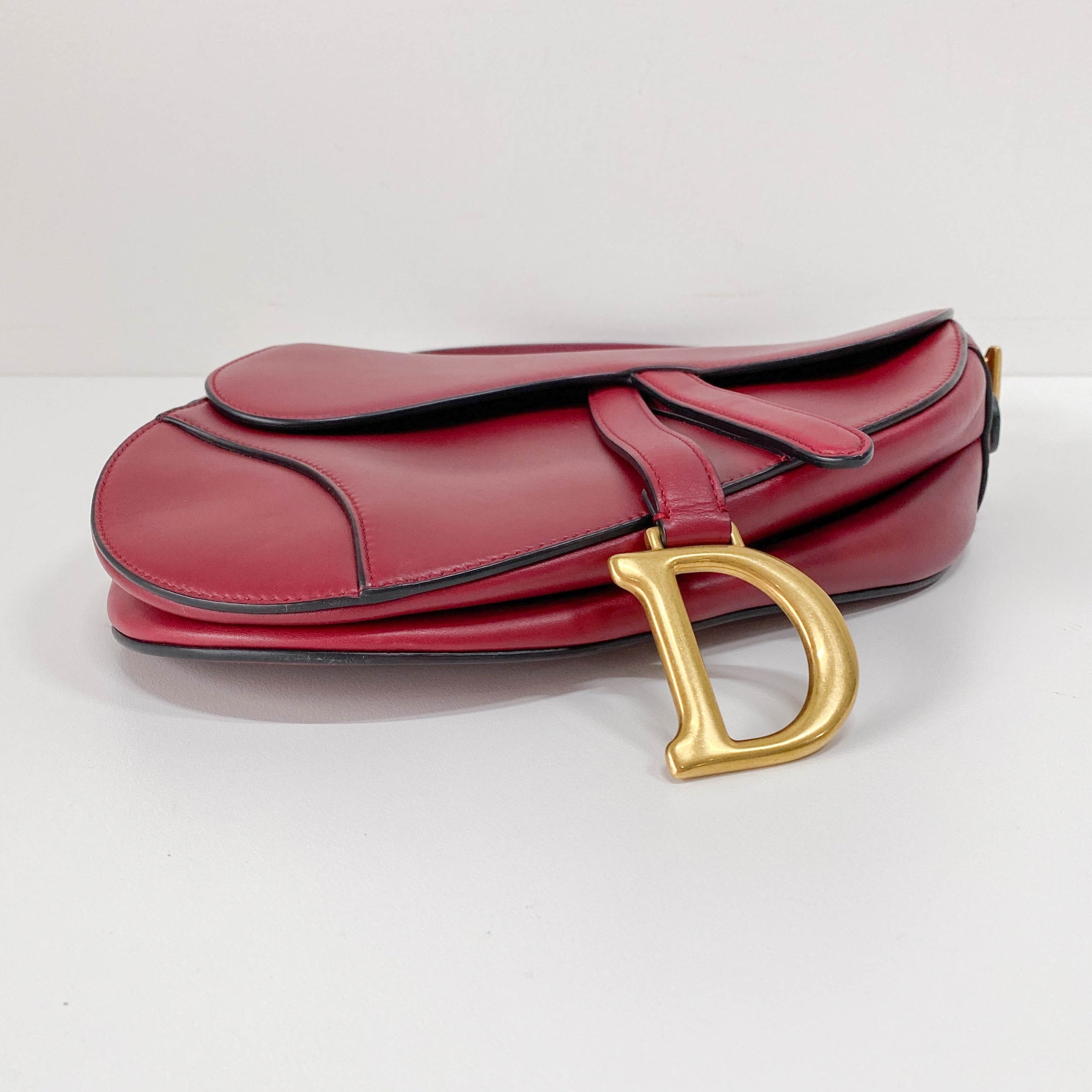 Saddle Red Leather Shoulder Bag