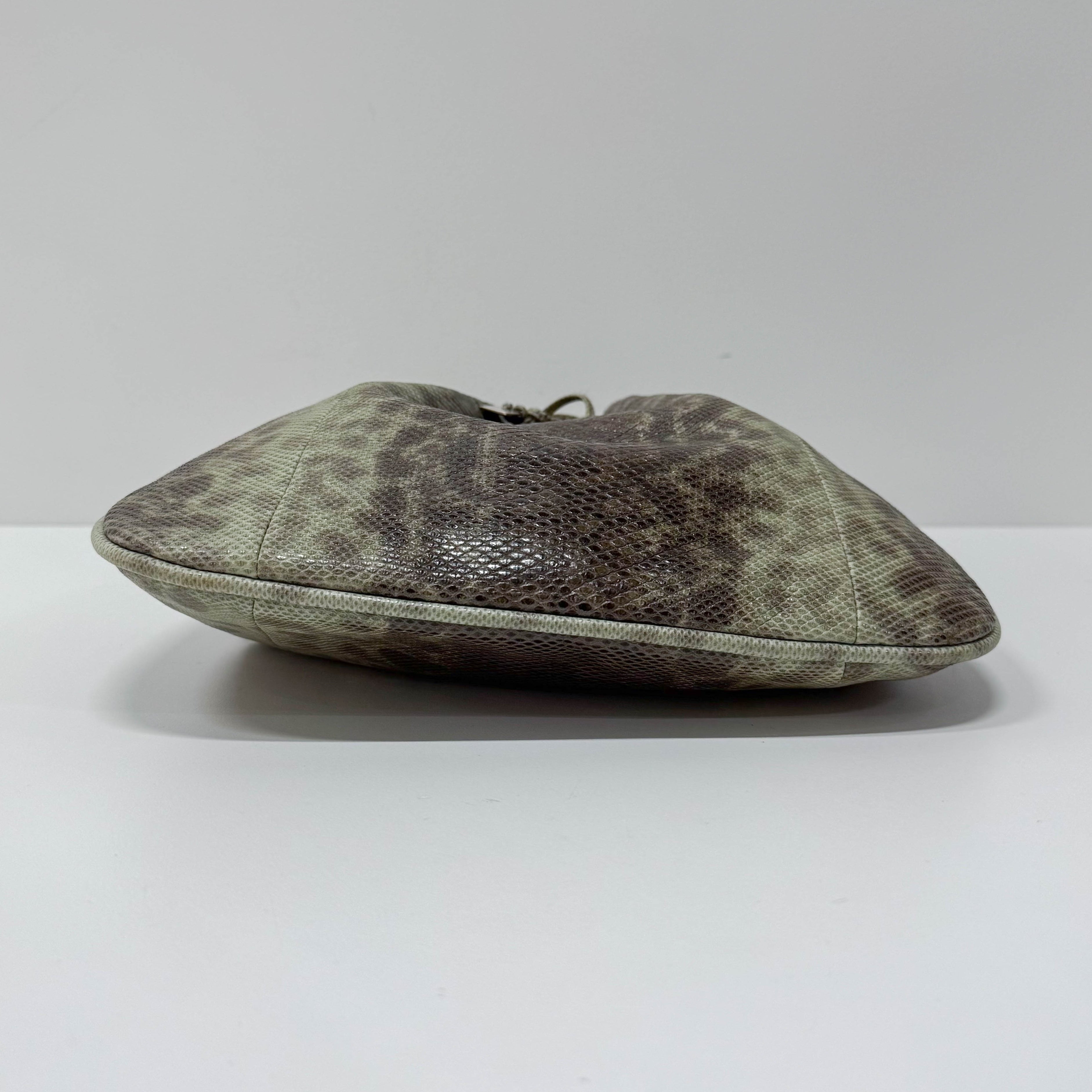 Green Python Leather Hobo Bag