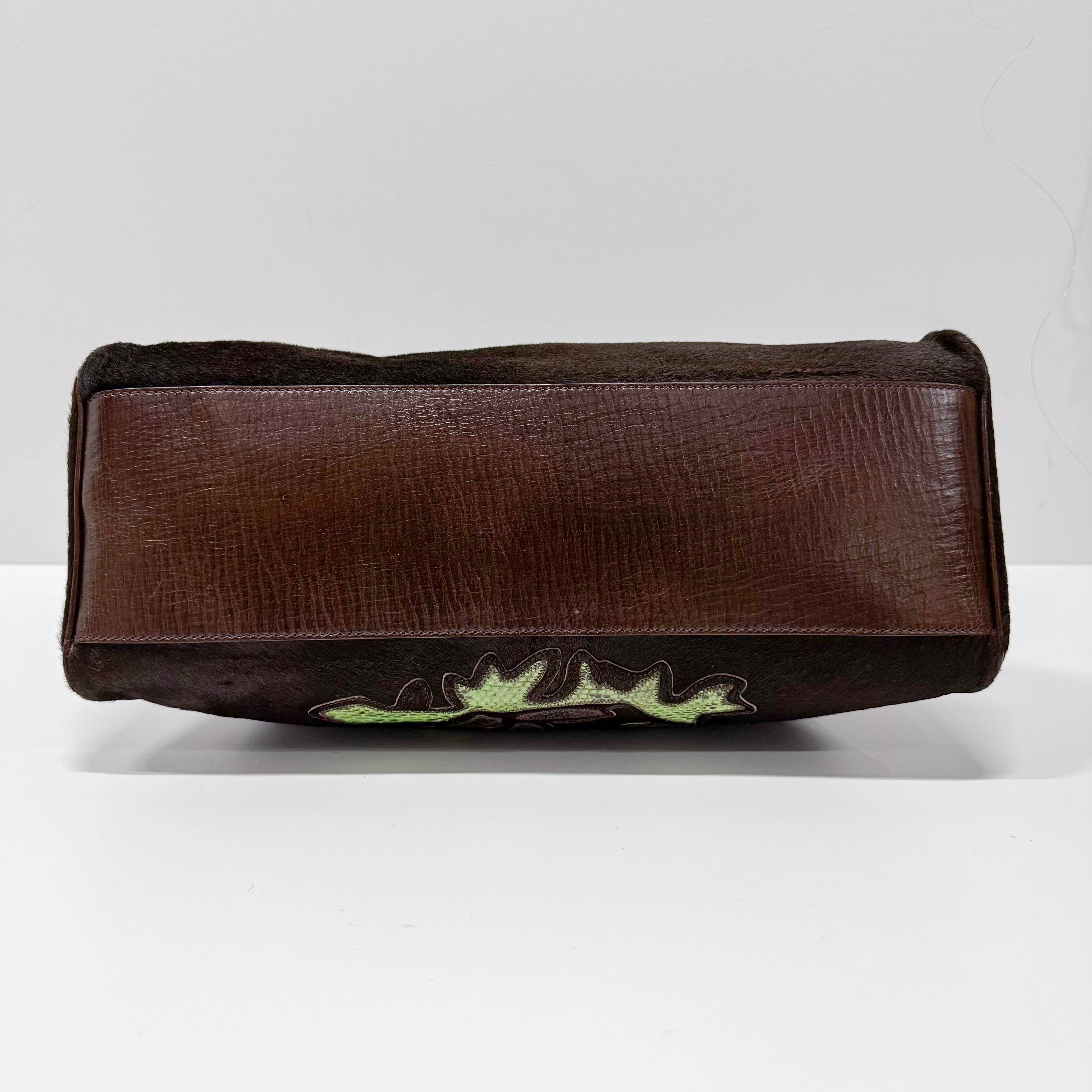 Limited Edition Squirrel Print Brown Pony Hair Shoulder Bag