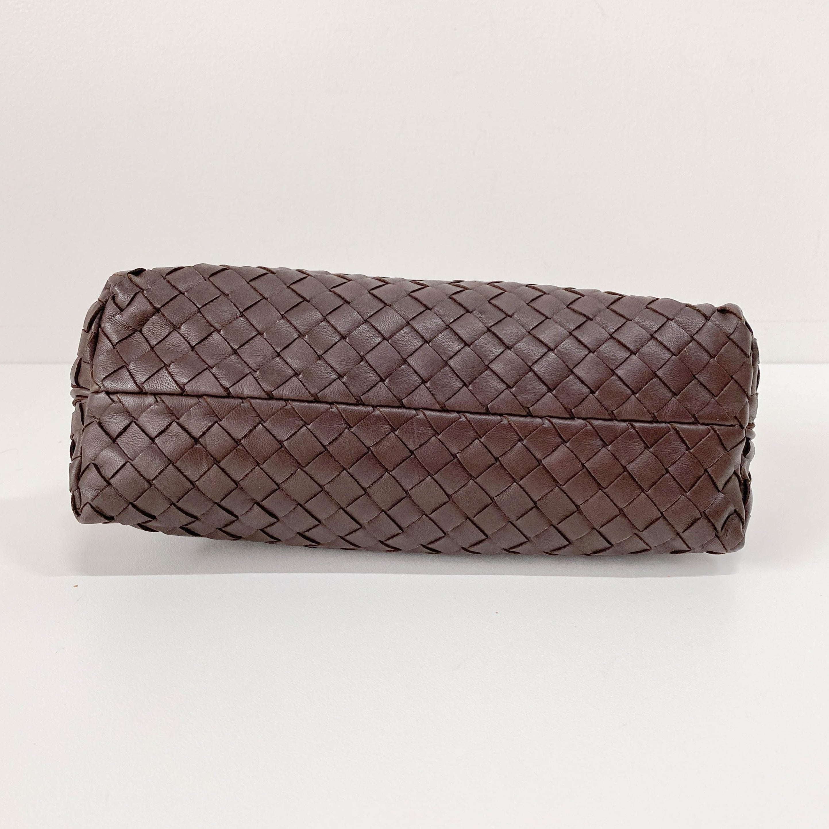 Intrecciato Brown Leather Shoulder Bag