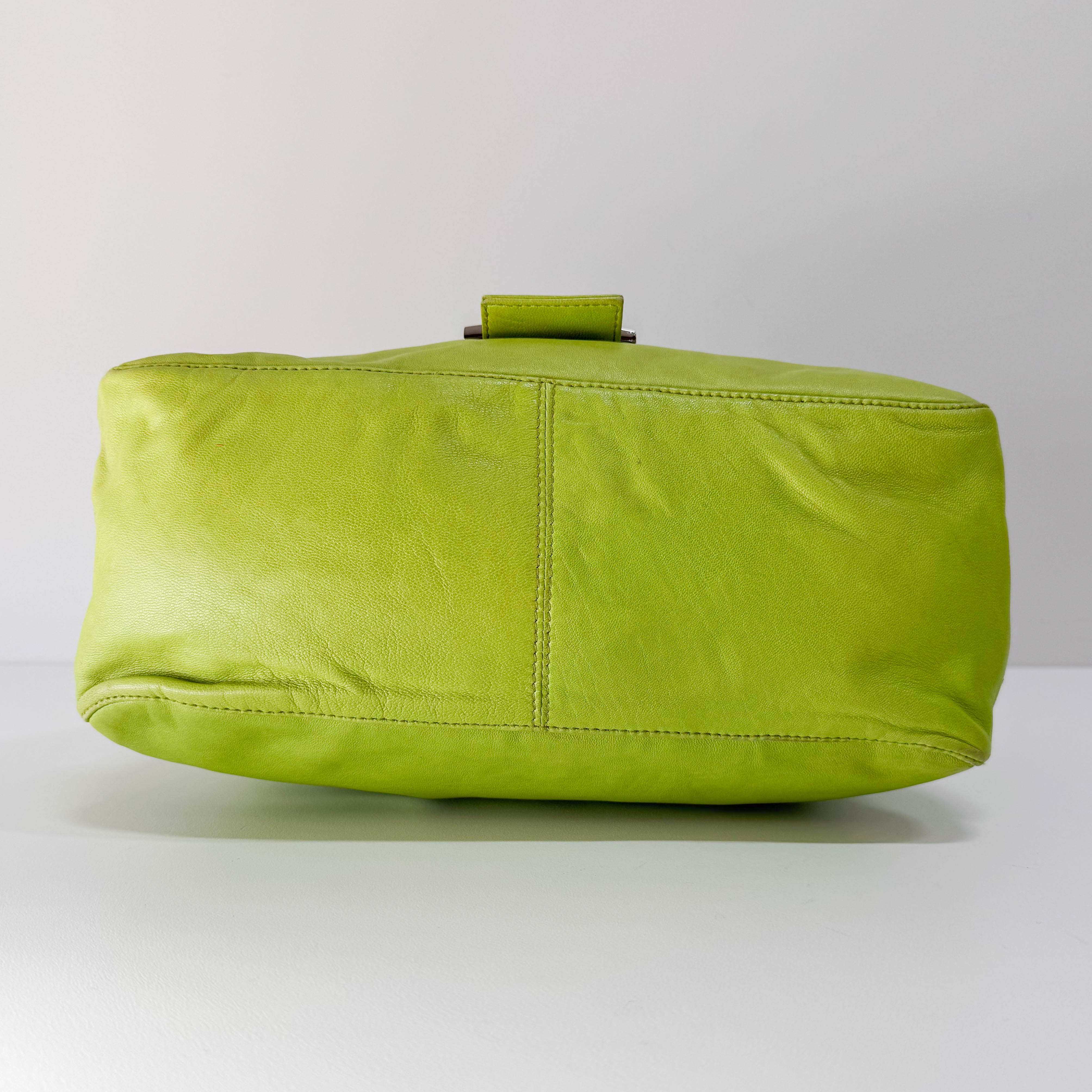 Mamma Baguette Green Nappa Leather Shoulder Bag