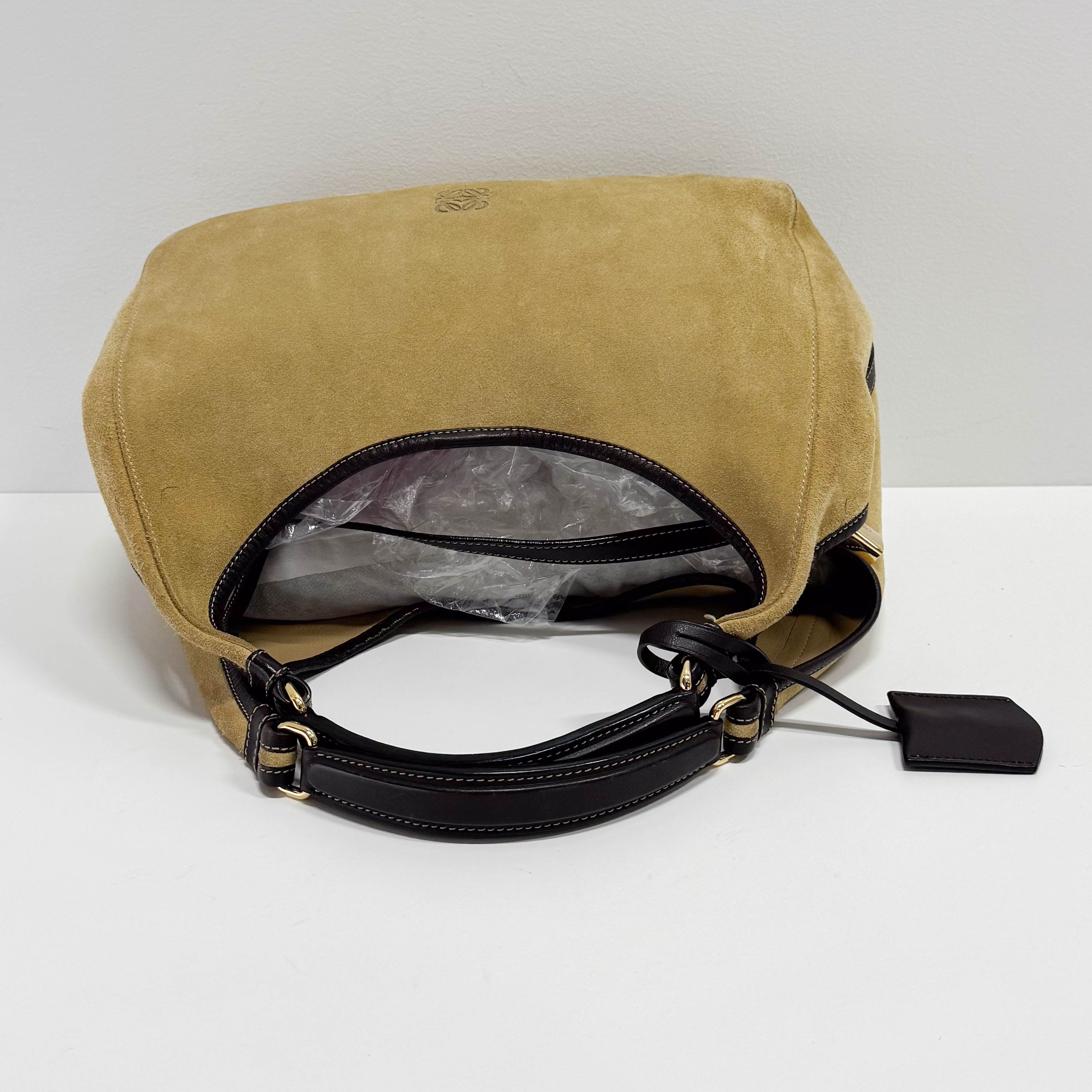 Anagram Beige Suede Shoulder Bag