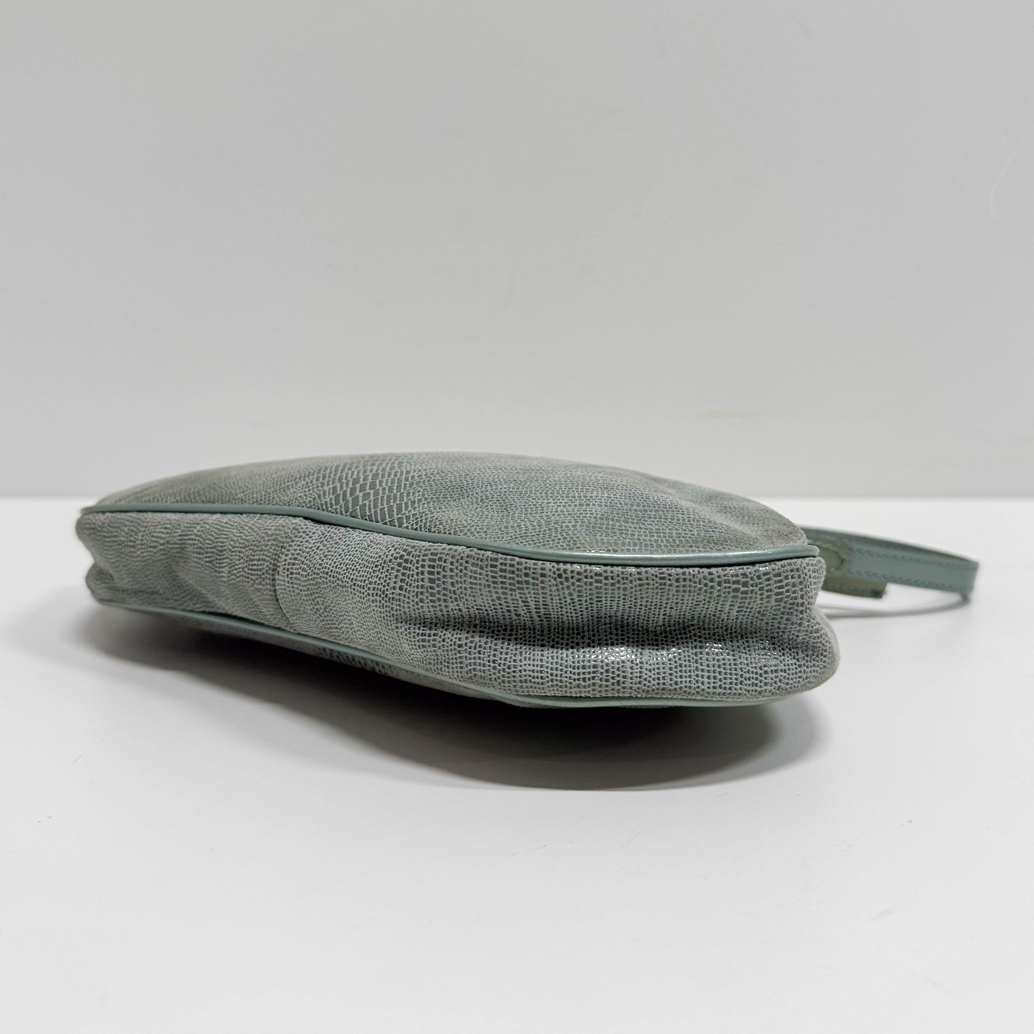 Saddle Blue Lizard Embossed Shoulder Bag