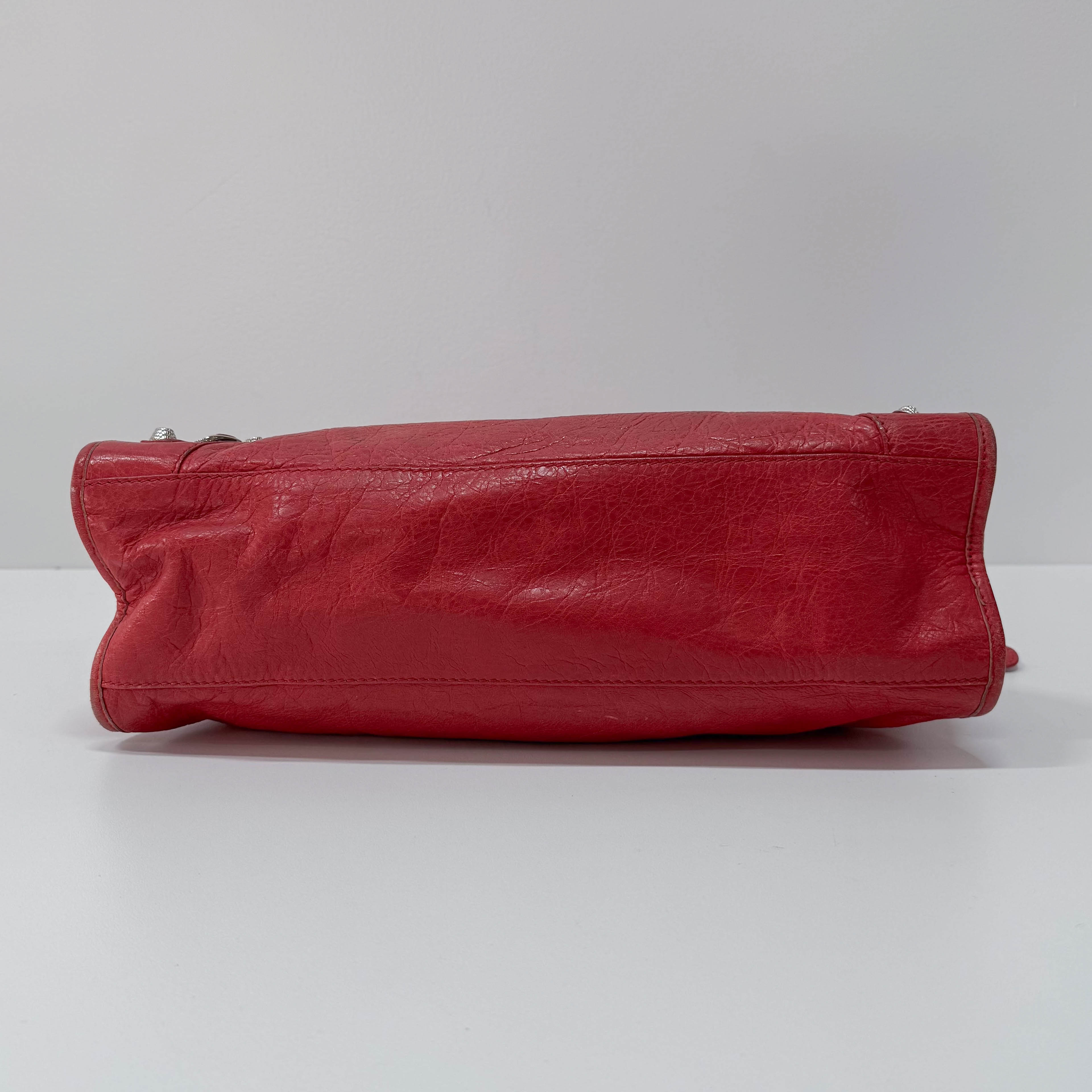 City Magenta Leather Top Handle Bag