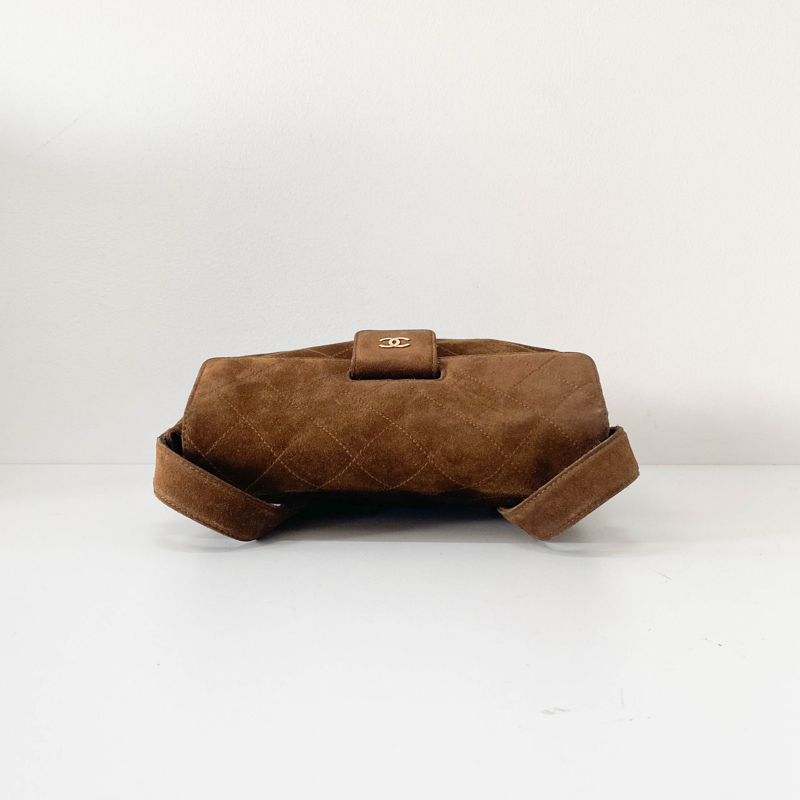 Matelasse Brown Suede One Shoulder Bag