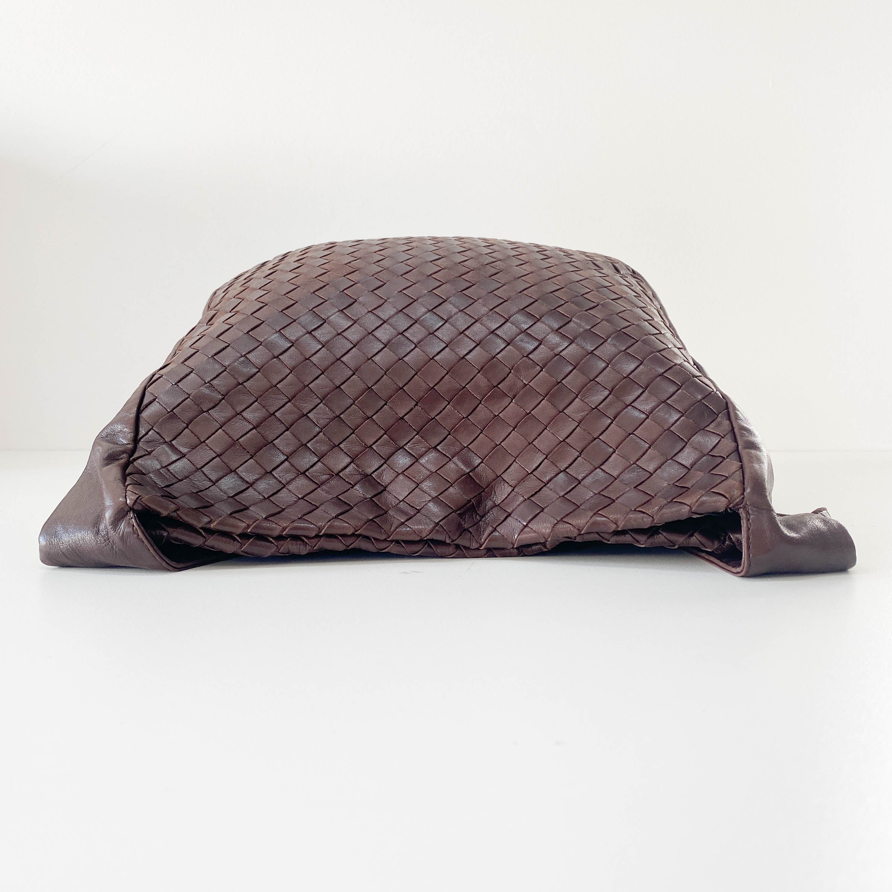 Intrecciato Brown Leather Shoulder Bag