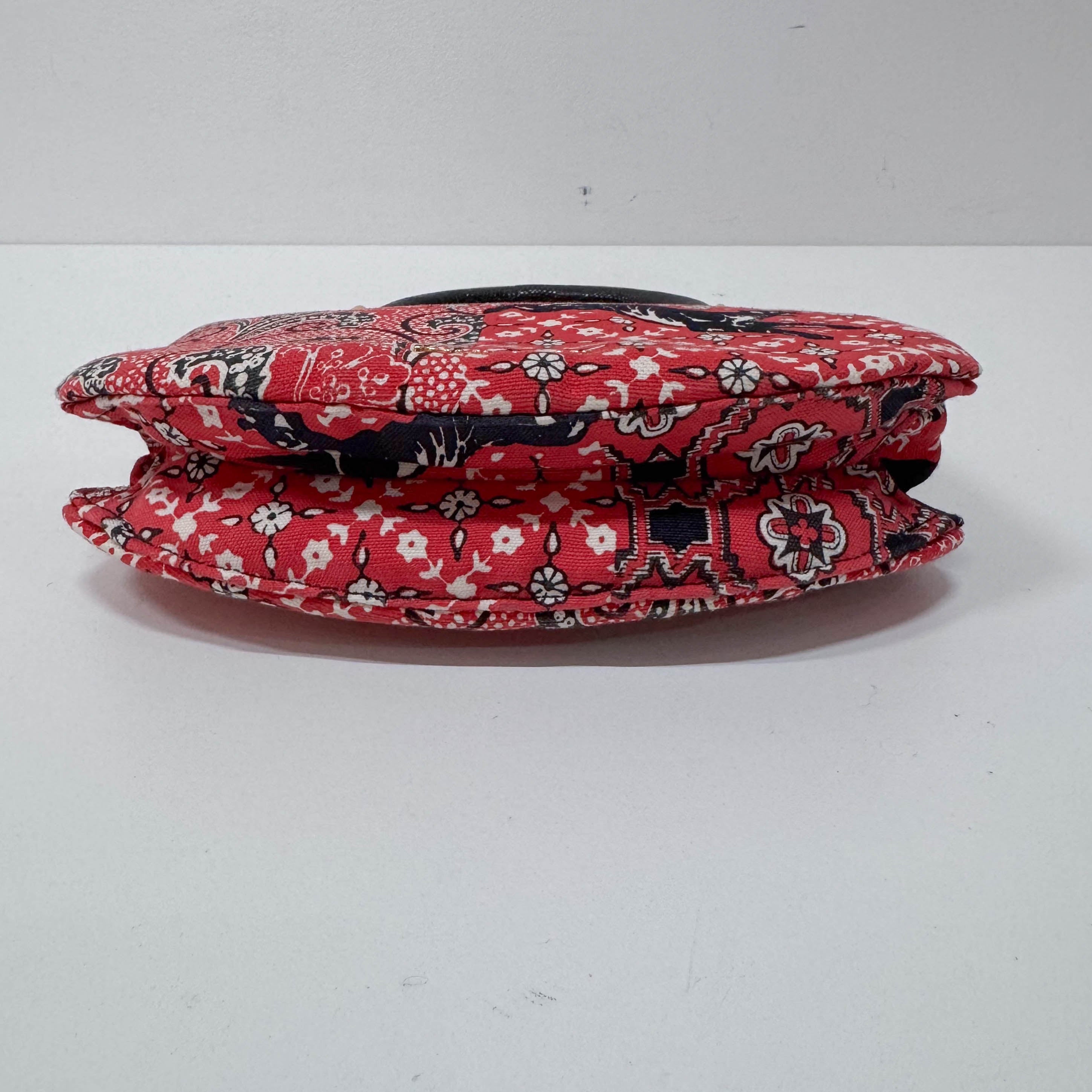 Mini Red Paisley-print Cotton Top Handle Bag