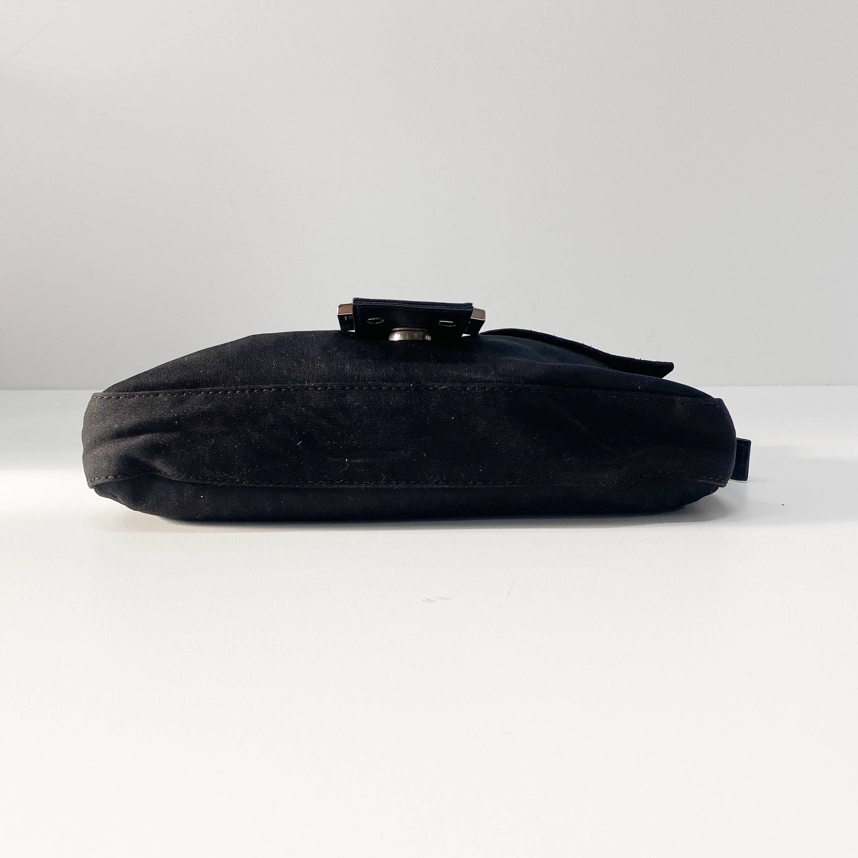 Baguette Black Neoprene Shoulder Bag