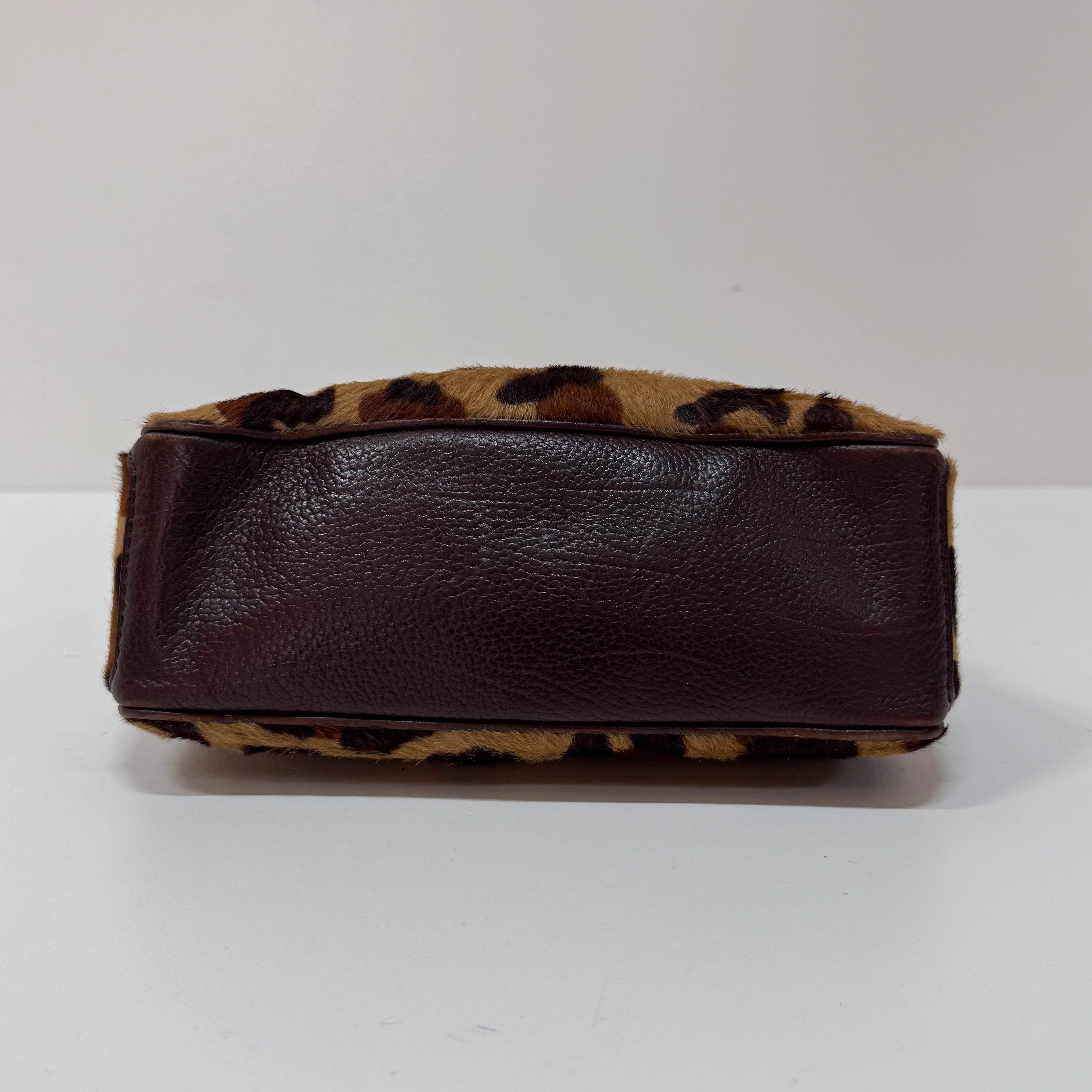 Leopard Print Pony Hair Top Handle Bag